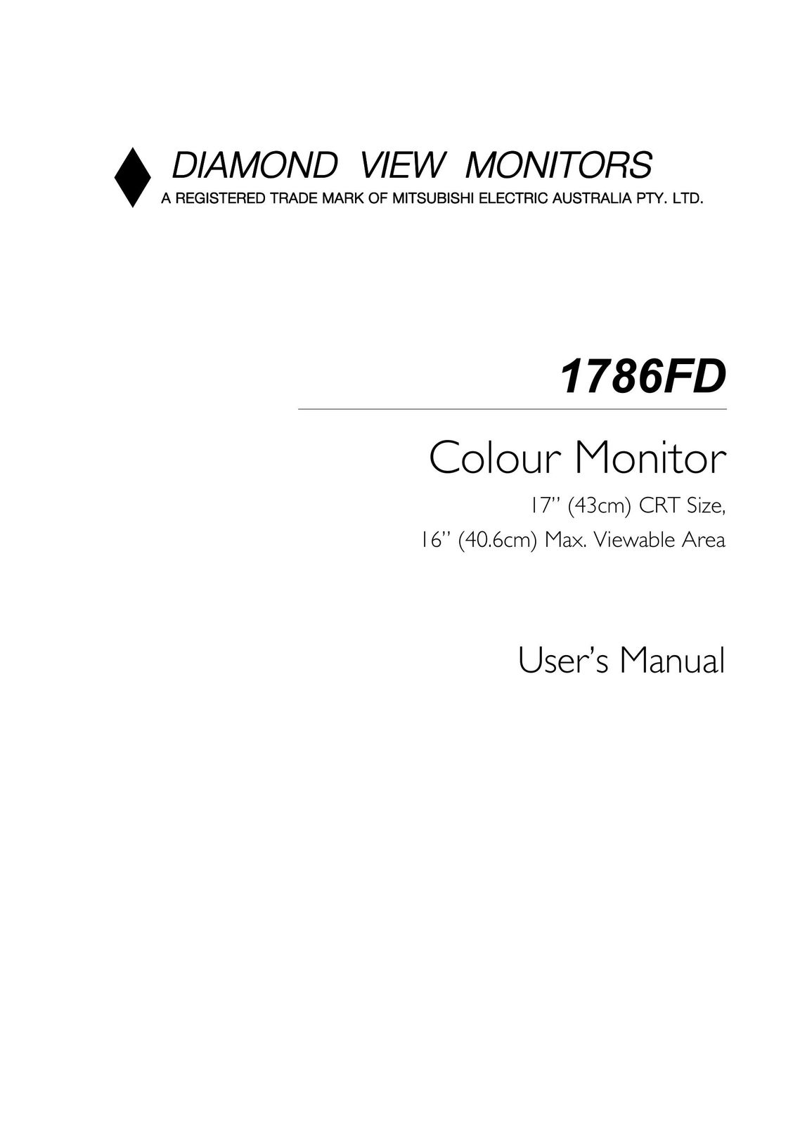 Mitsubishi Electronics 1786FD Computer Monitor User Manual