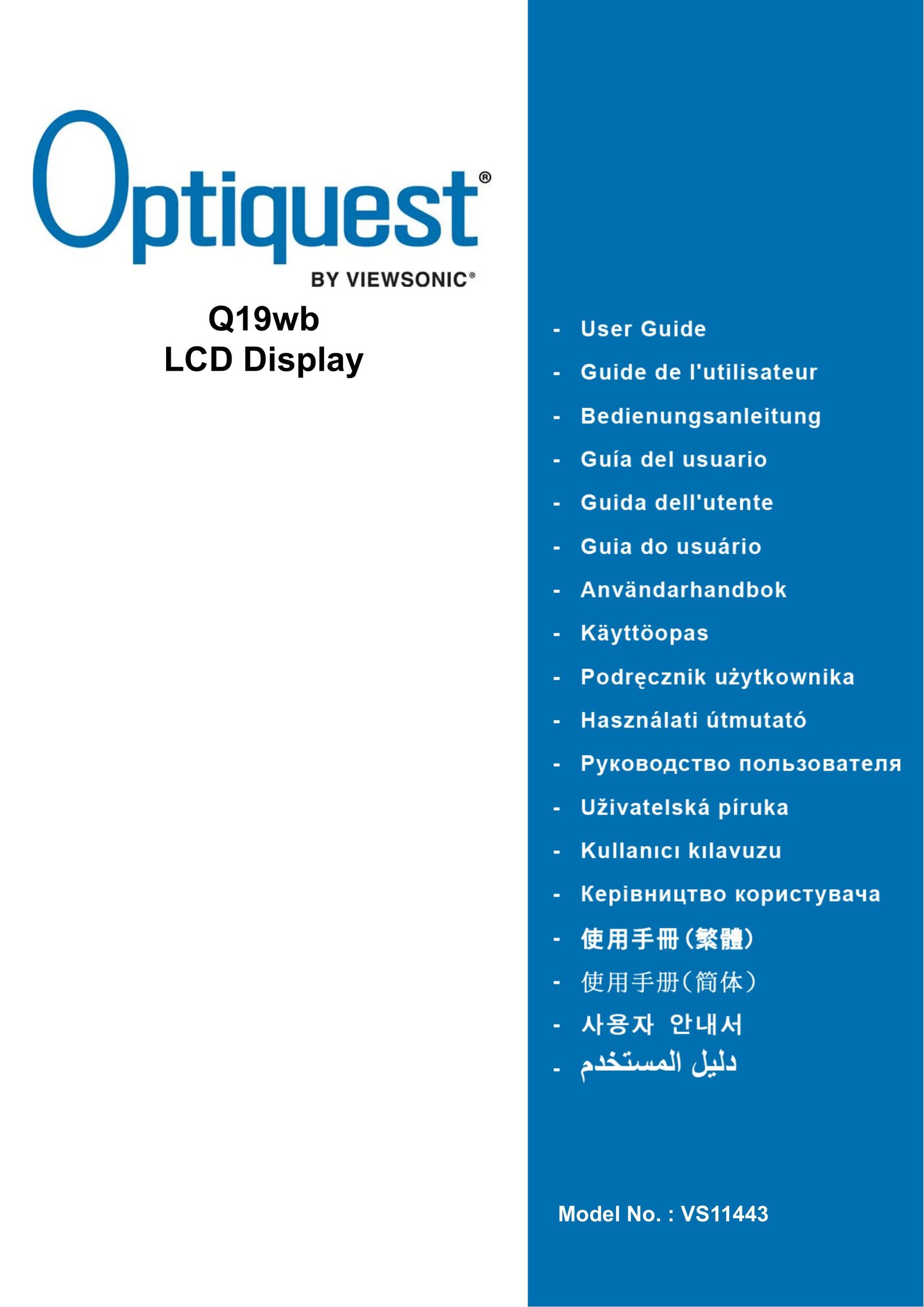 Optiquest VS11443 Computer Monitor User Manual