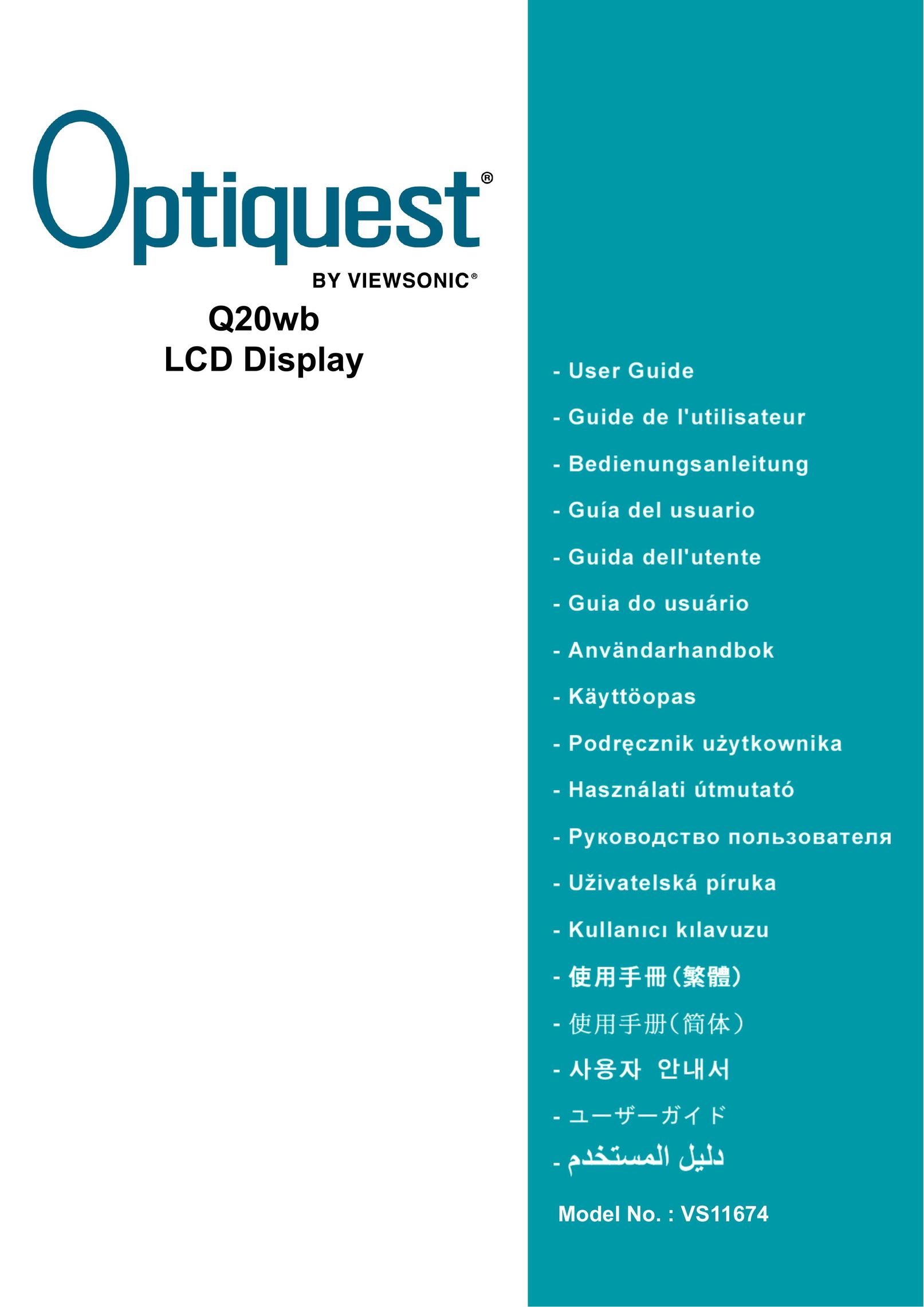 Optiquest VS11674 Computer Monitor User Manual
