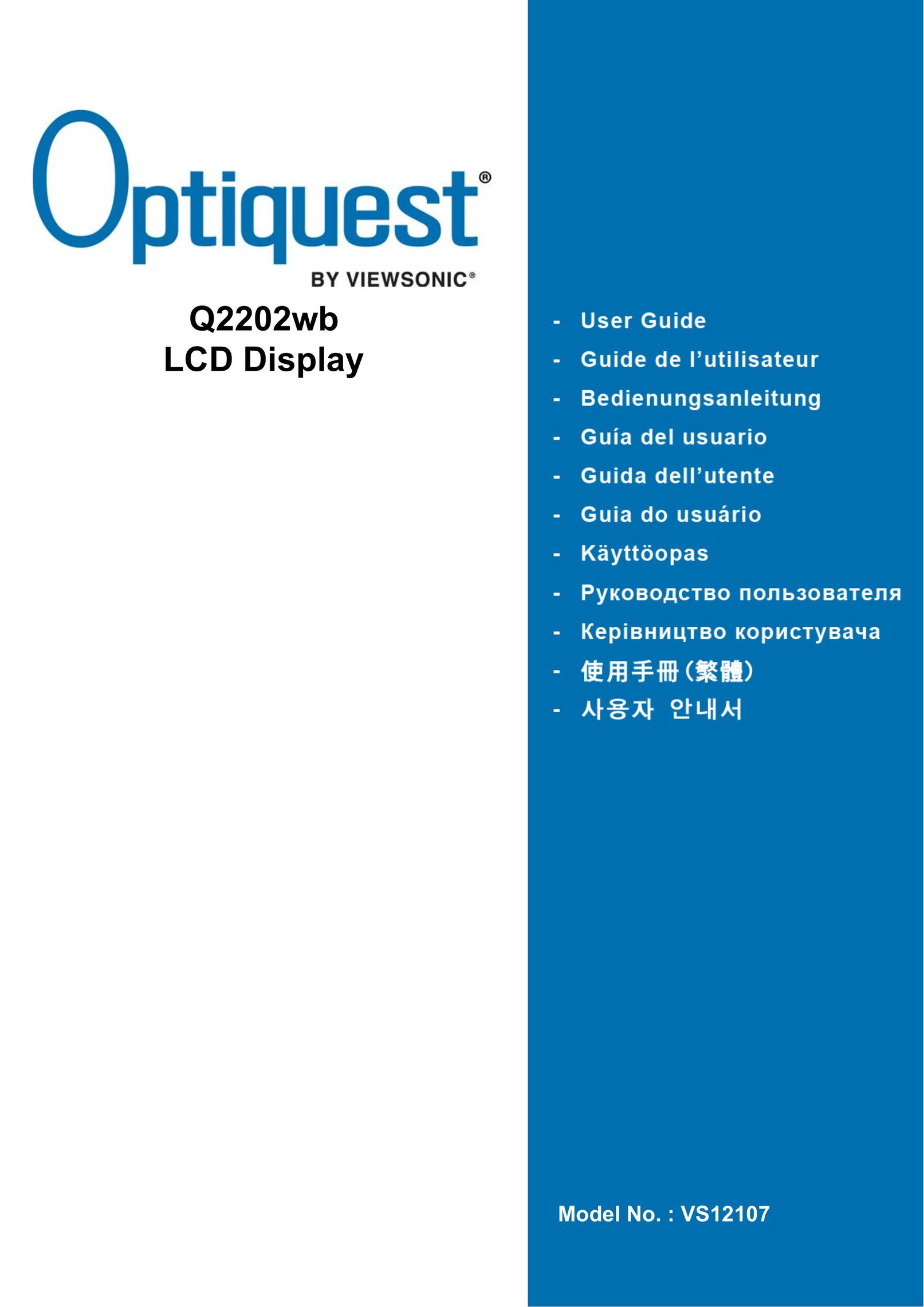 Optiquest VS12107 Computer Monitor User Manual