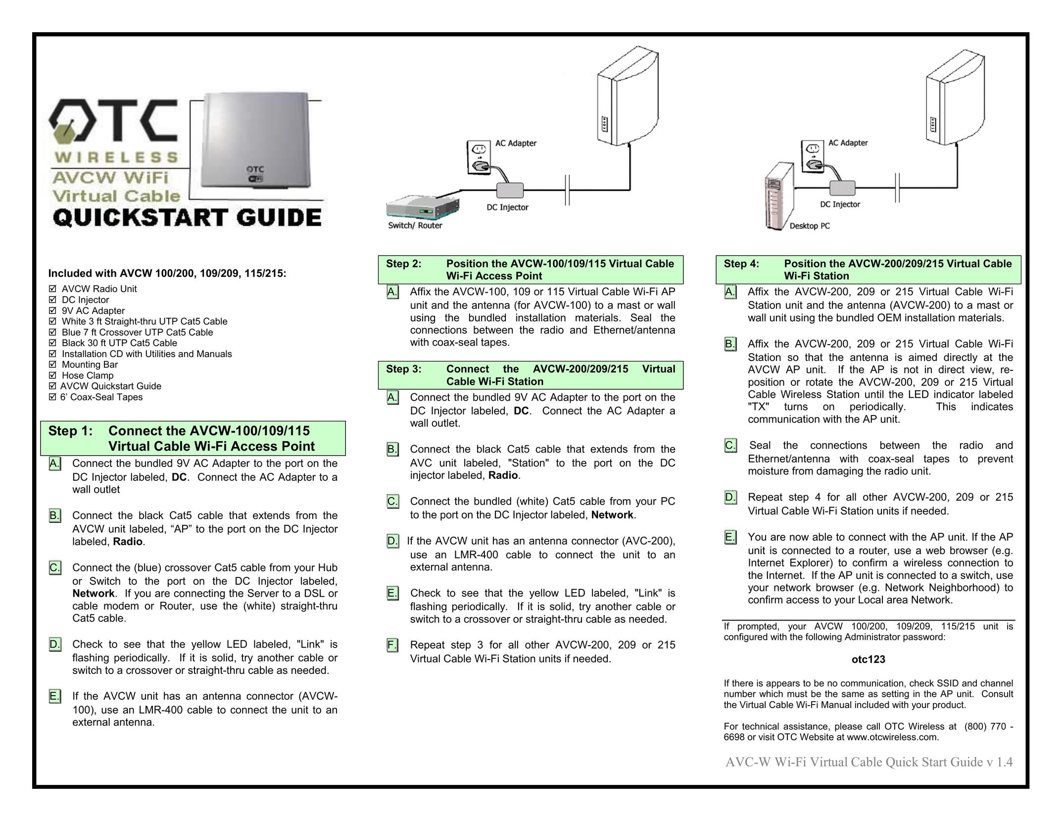 OTC Wireless AVCW 109/209 Computer Monitor User Manual