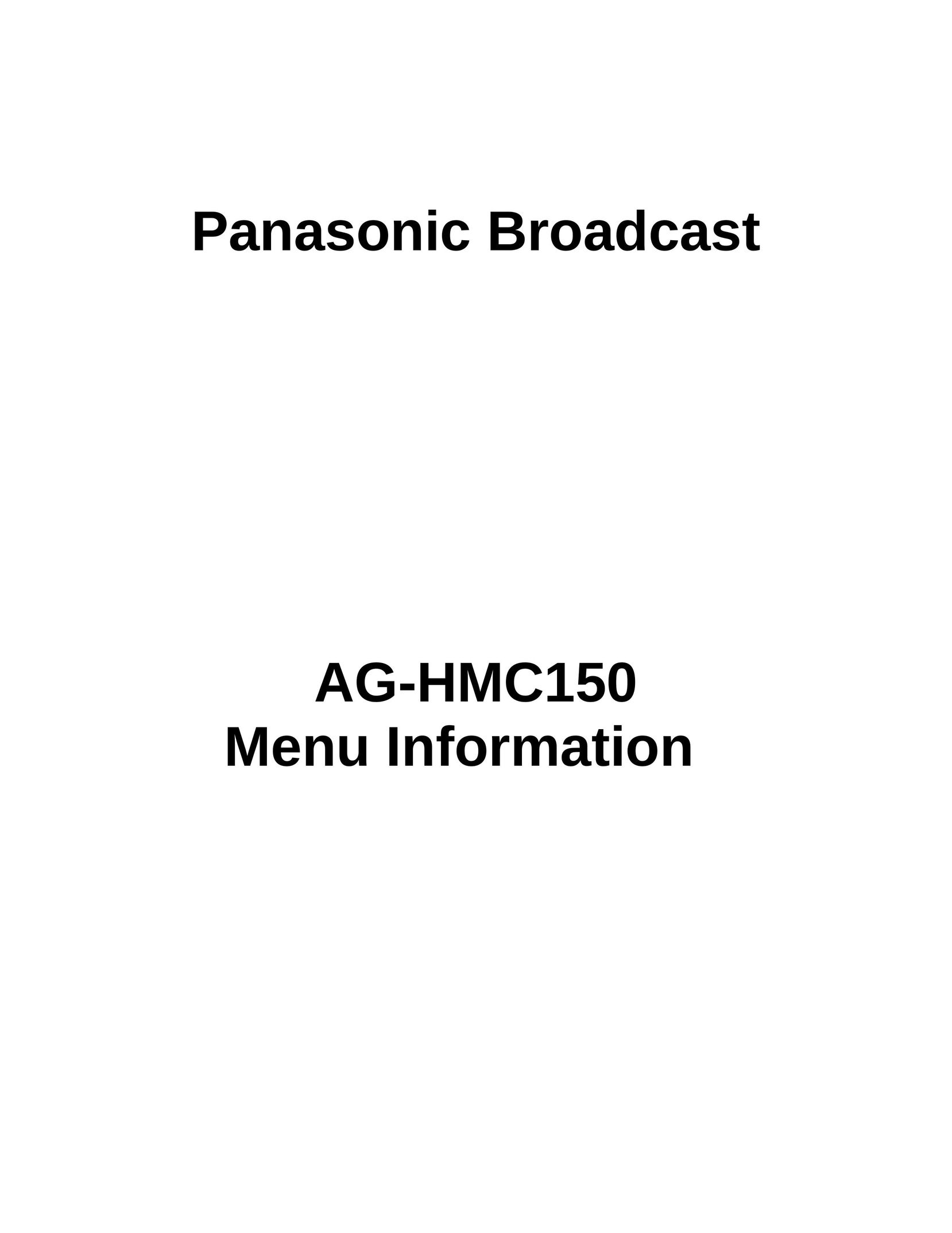 Panasonic AG-HMC150 Computer Monitor User Manual