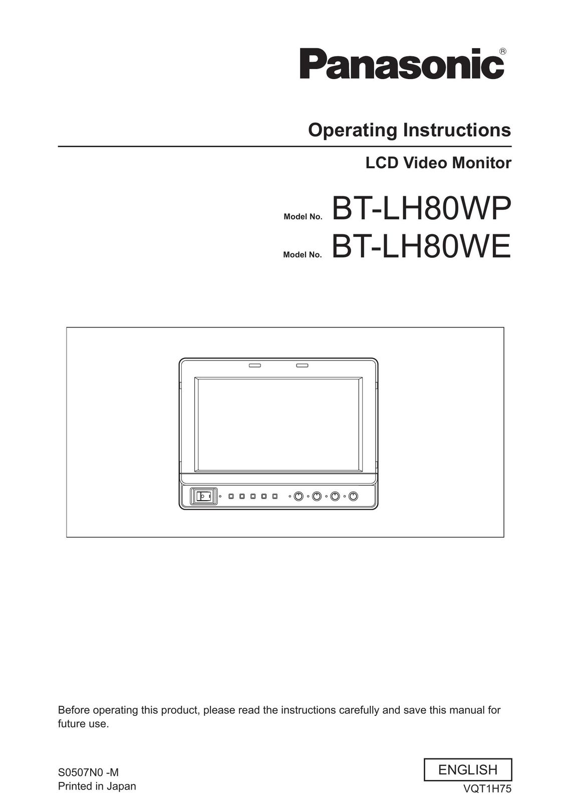 Panasonic BT-LH80WP Computer Monitor User Manual
