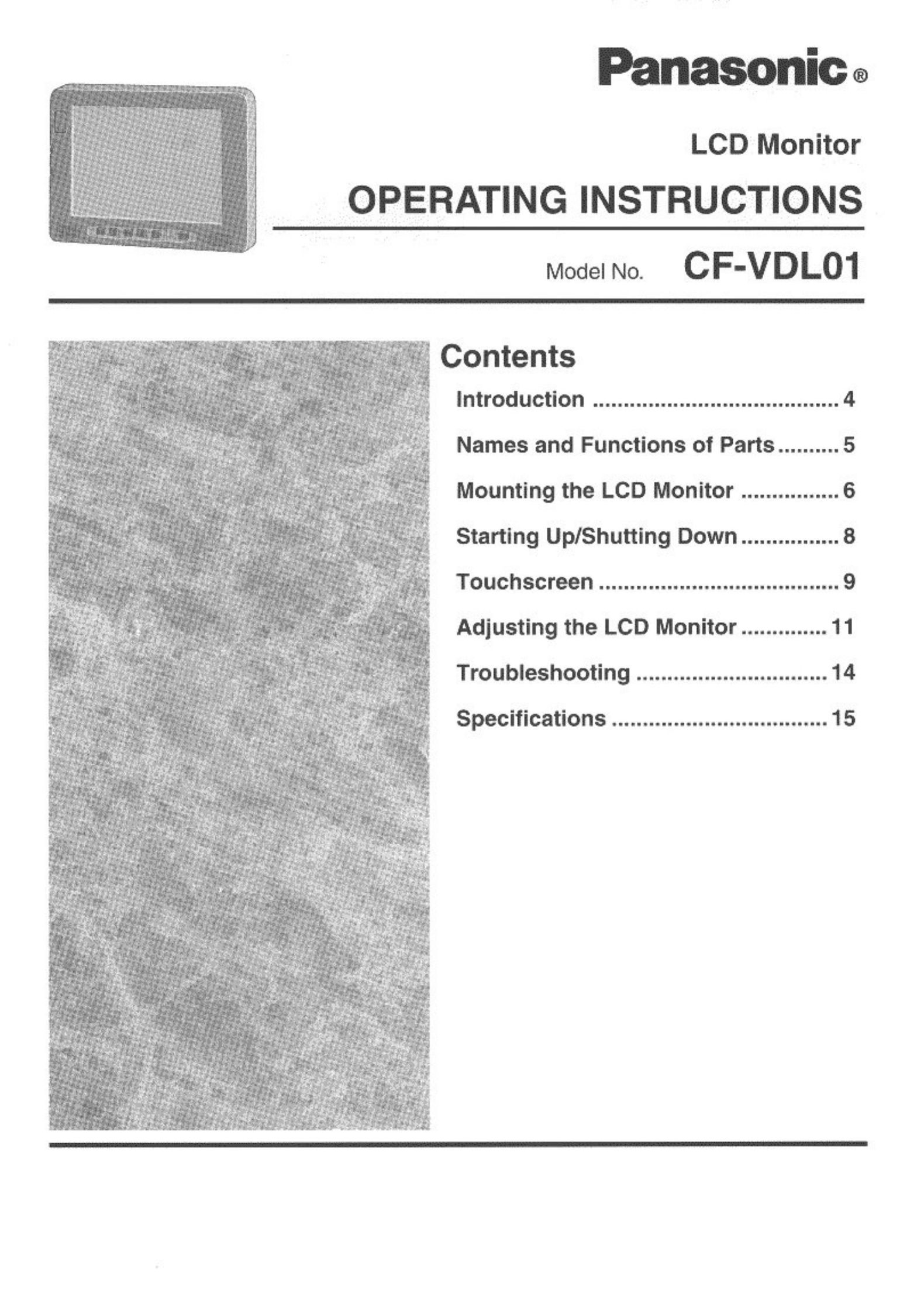 Panasonic CF-VDL01 Computer Monitor User Manual