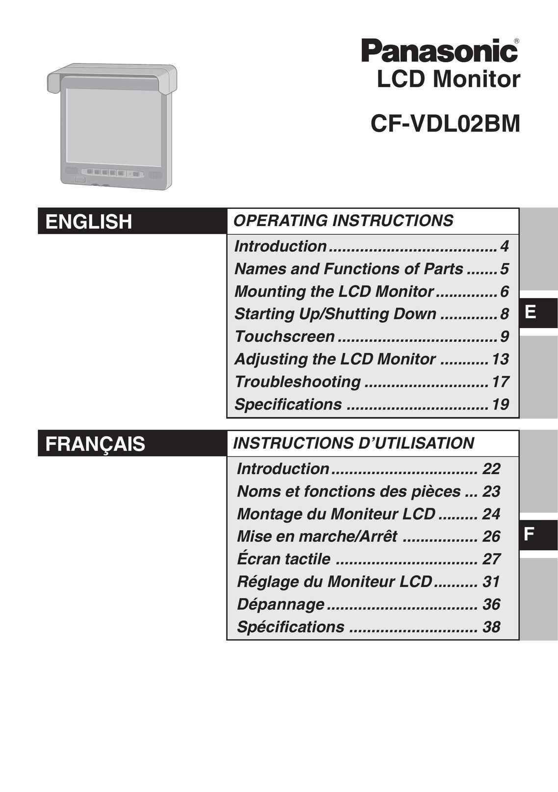 Panasonic CF-VDL02BM Computer Monitor User Manual