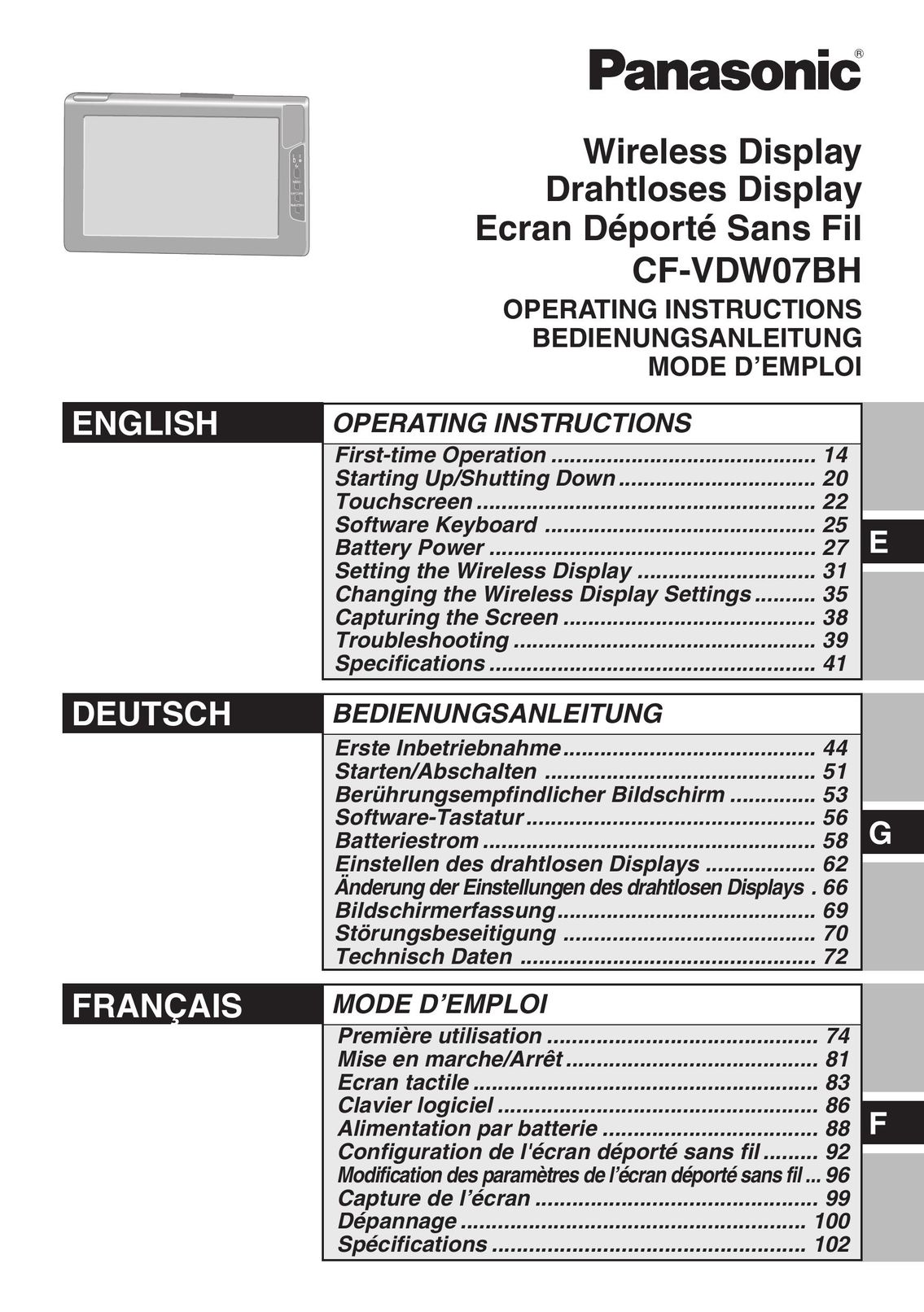 Panasonic CF-VDW07BH Computer Monitor User Manual