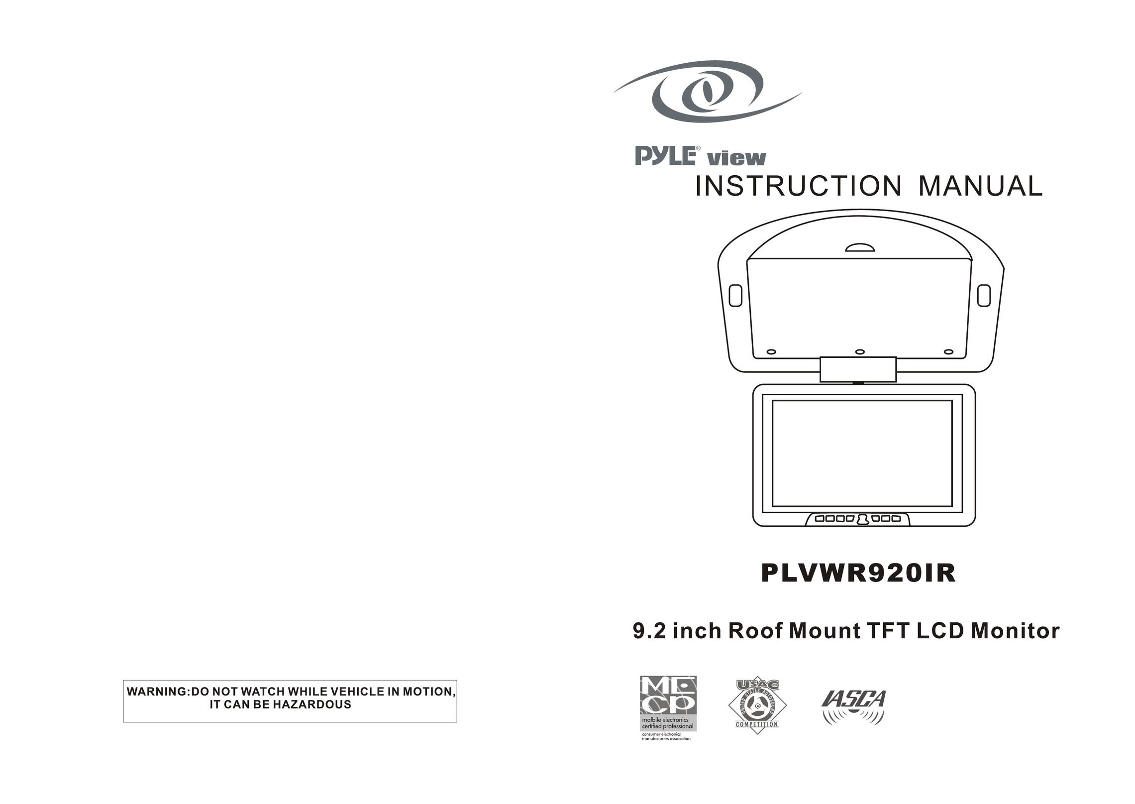 PYLE Audio PLVWR920IR Computer Monitor User Manual