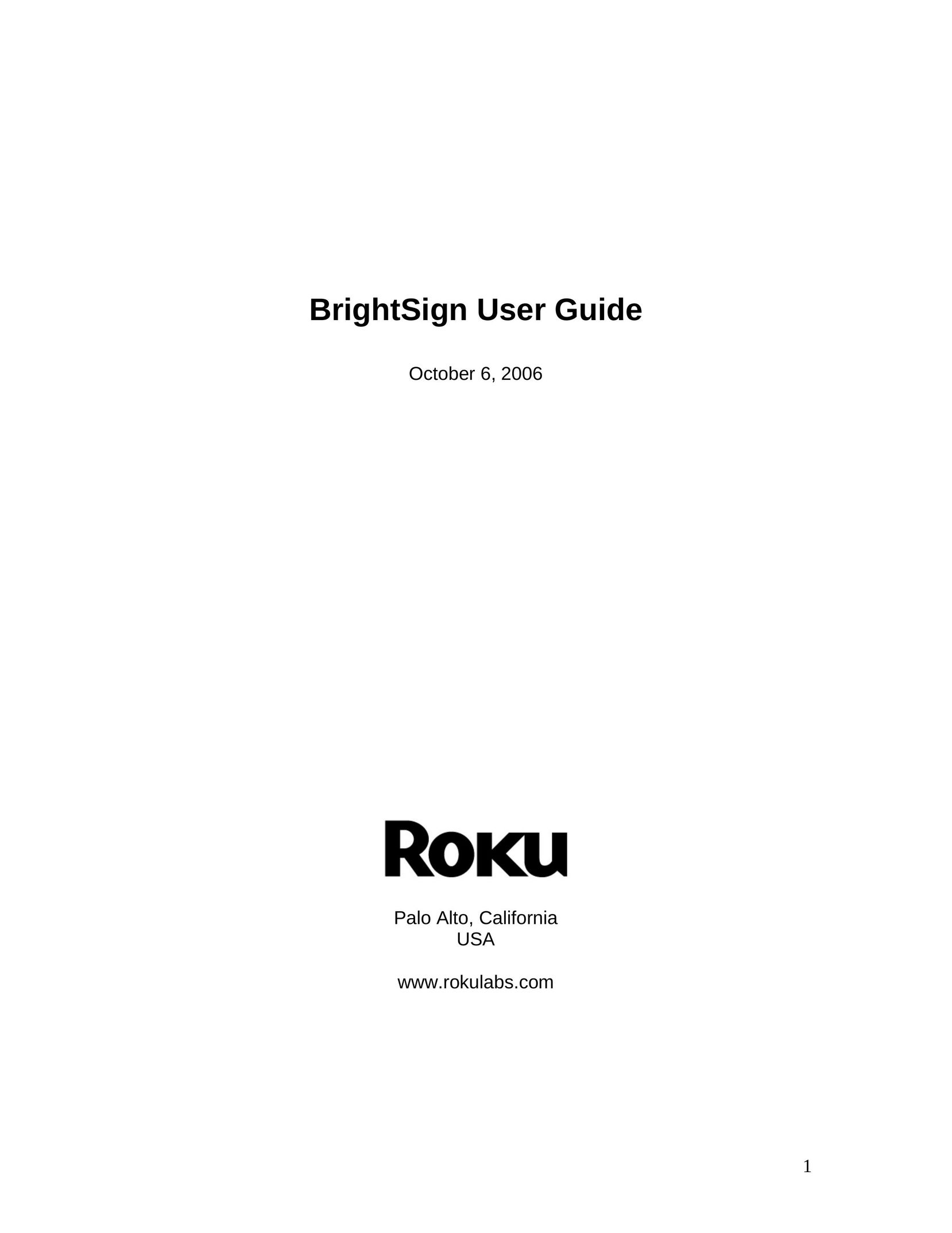 Roku BrightSign Computer Monitor User Manual