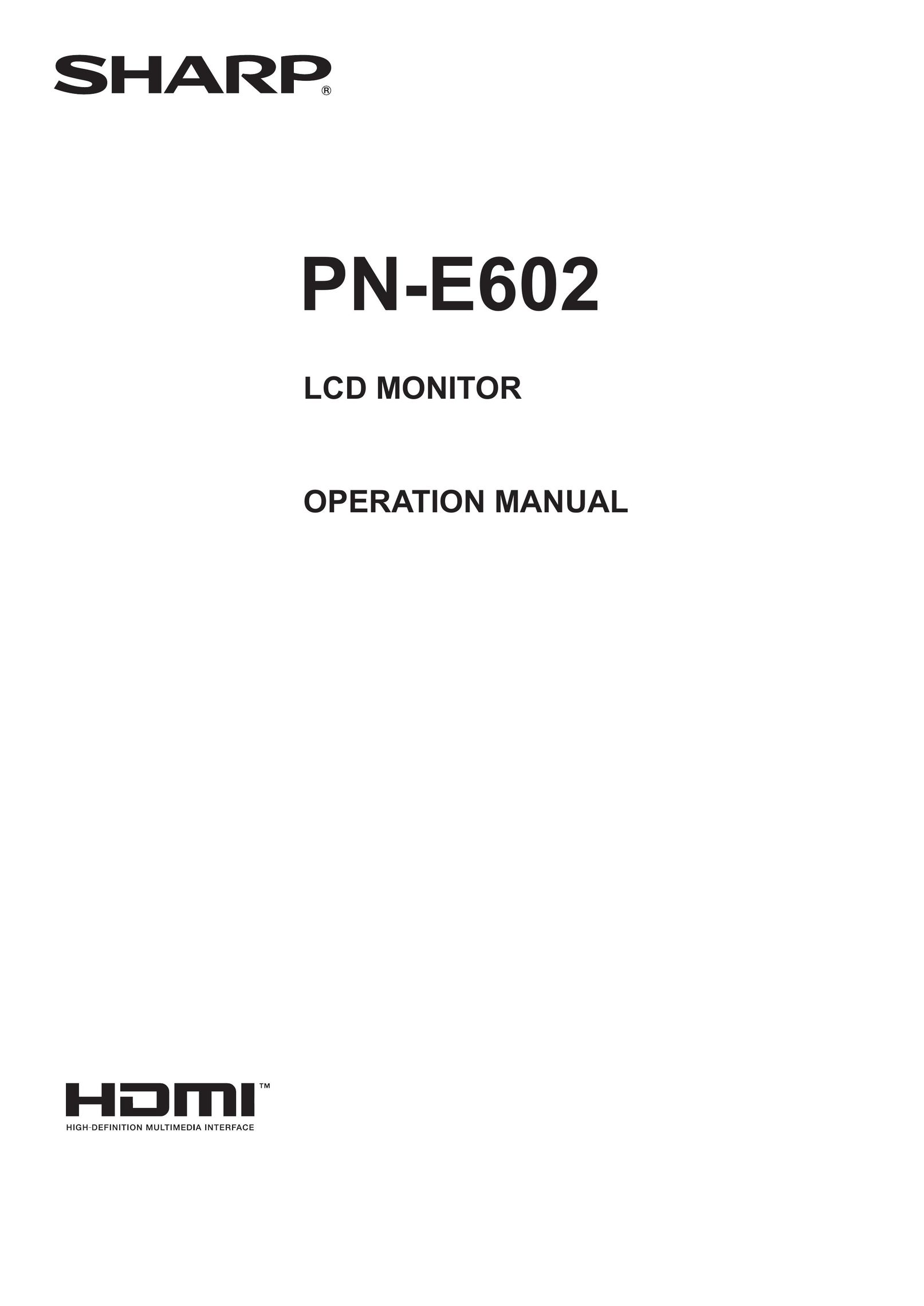 Sharp PN-E602 Computer Monitor User Manual