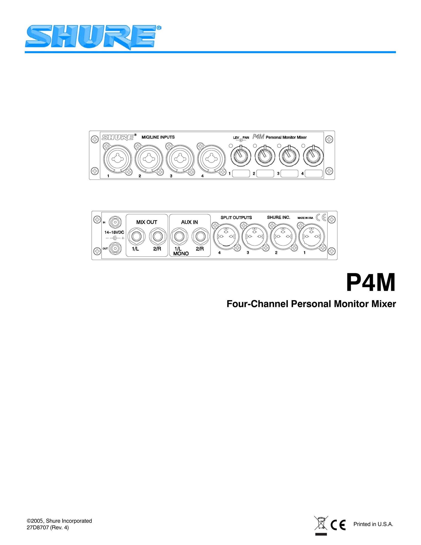 Shure P4M Computer Monitor User Manual