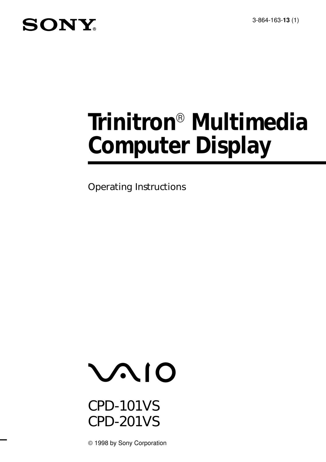 Sony CPD-101VS Computer Monitor User Manual