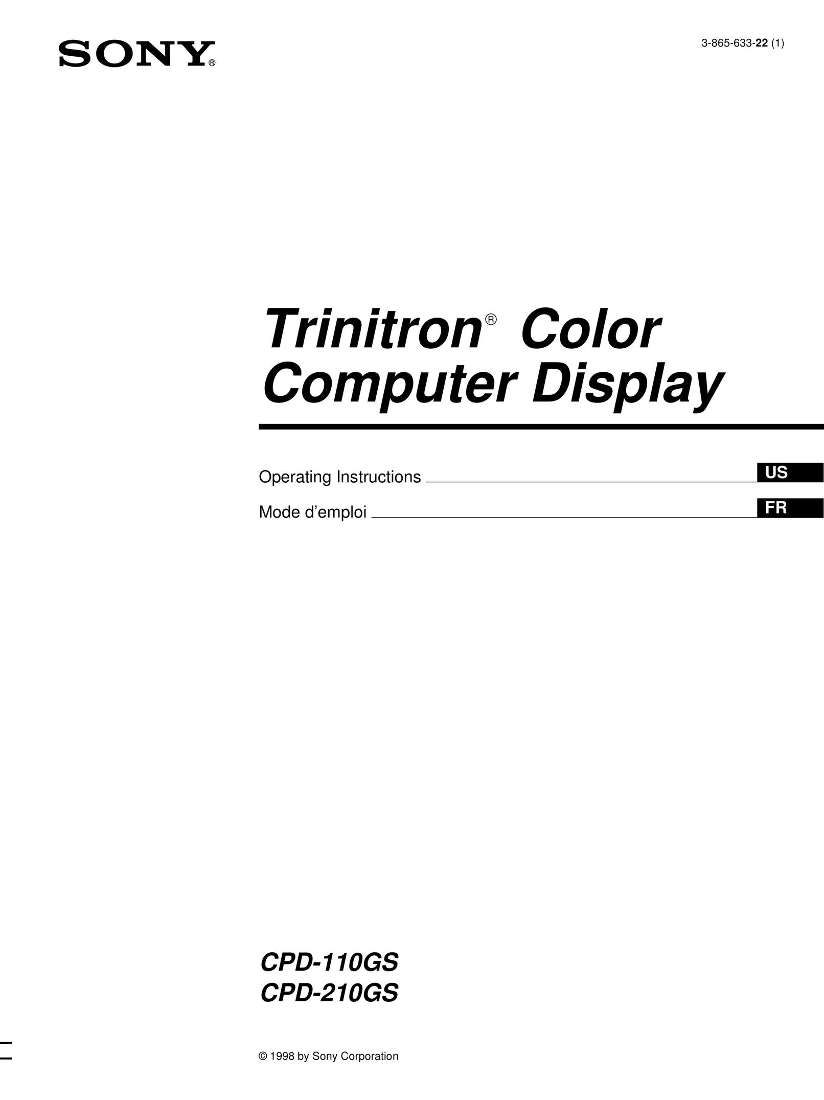 Sony CPD-110GS Computer Monitor User Manual