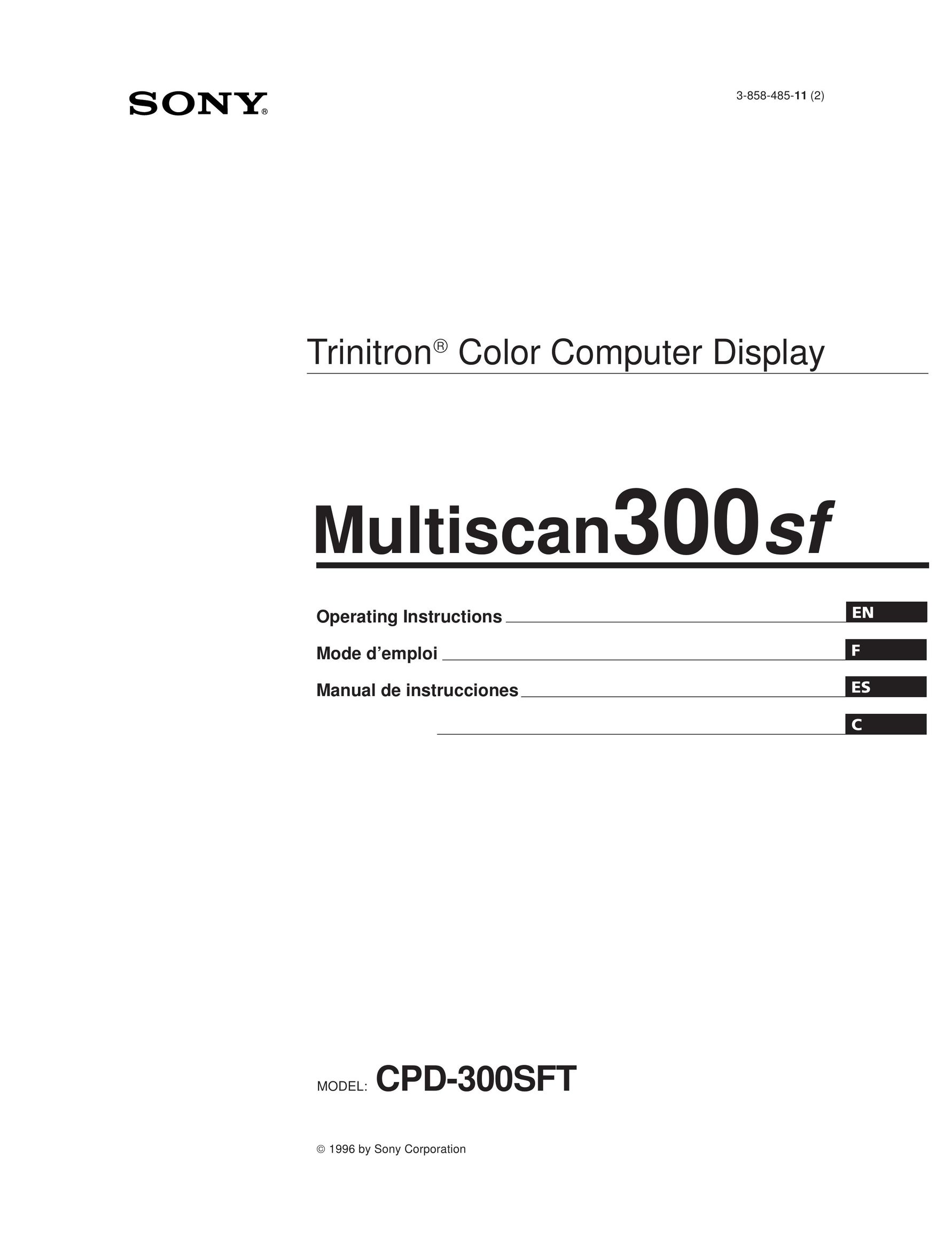Sony CPD-300SFT Computer Monitor User Manual