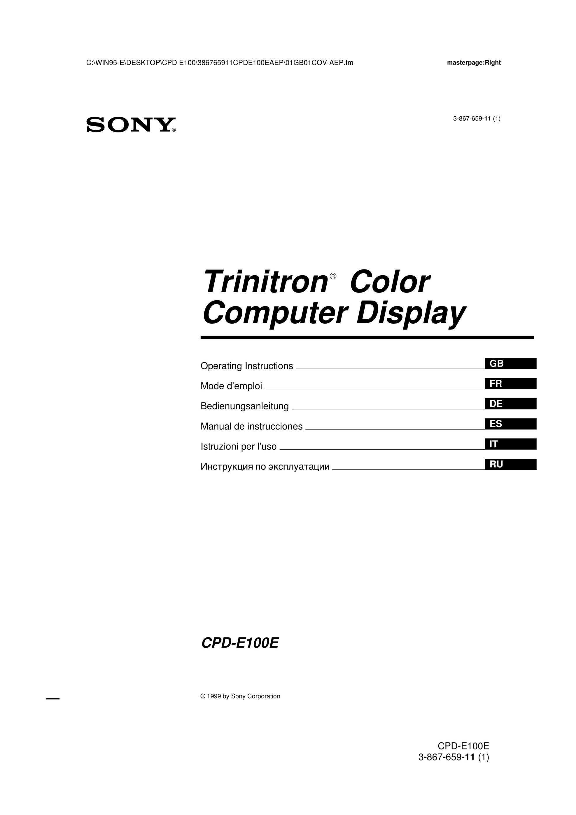 Sony CPD-E100E Computer Monitor User Manual