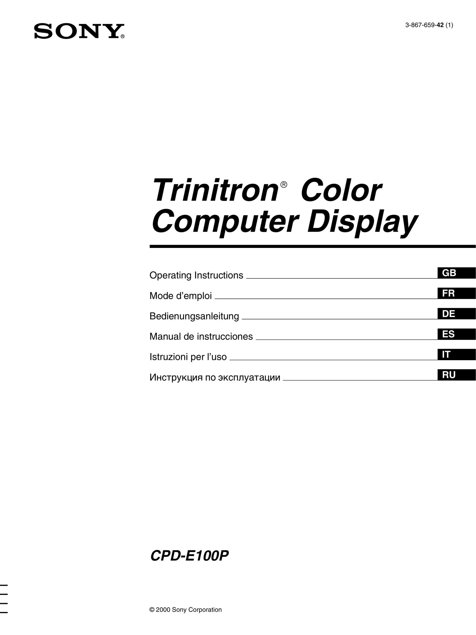 Sony CPD-E100P Computer Monitor User Manual