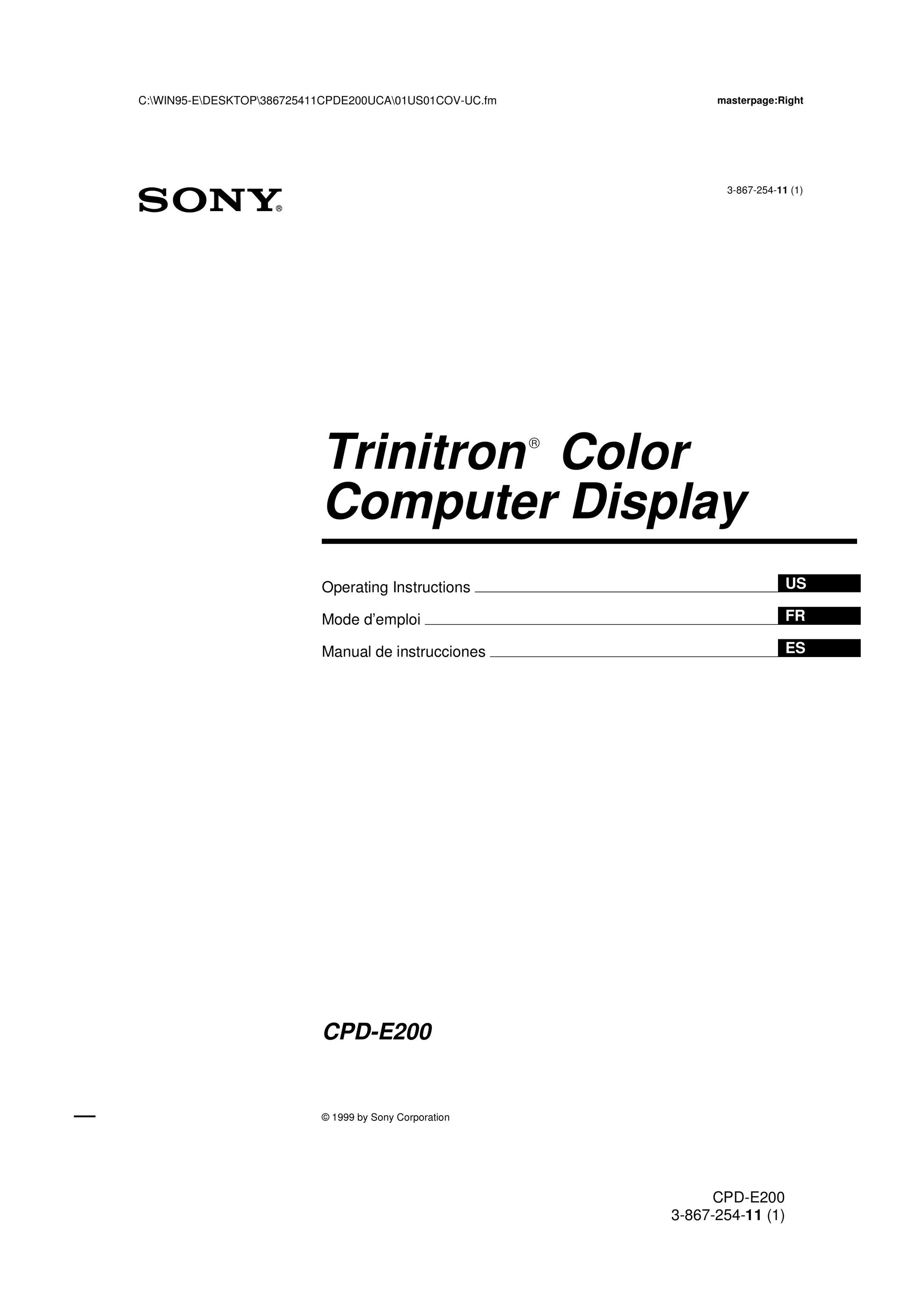 Sony CPD-E200 Computer Monitor User Manual