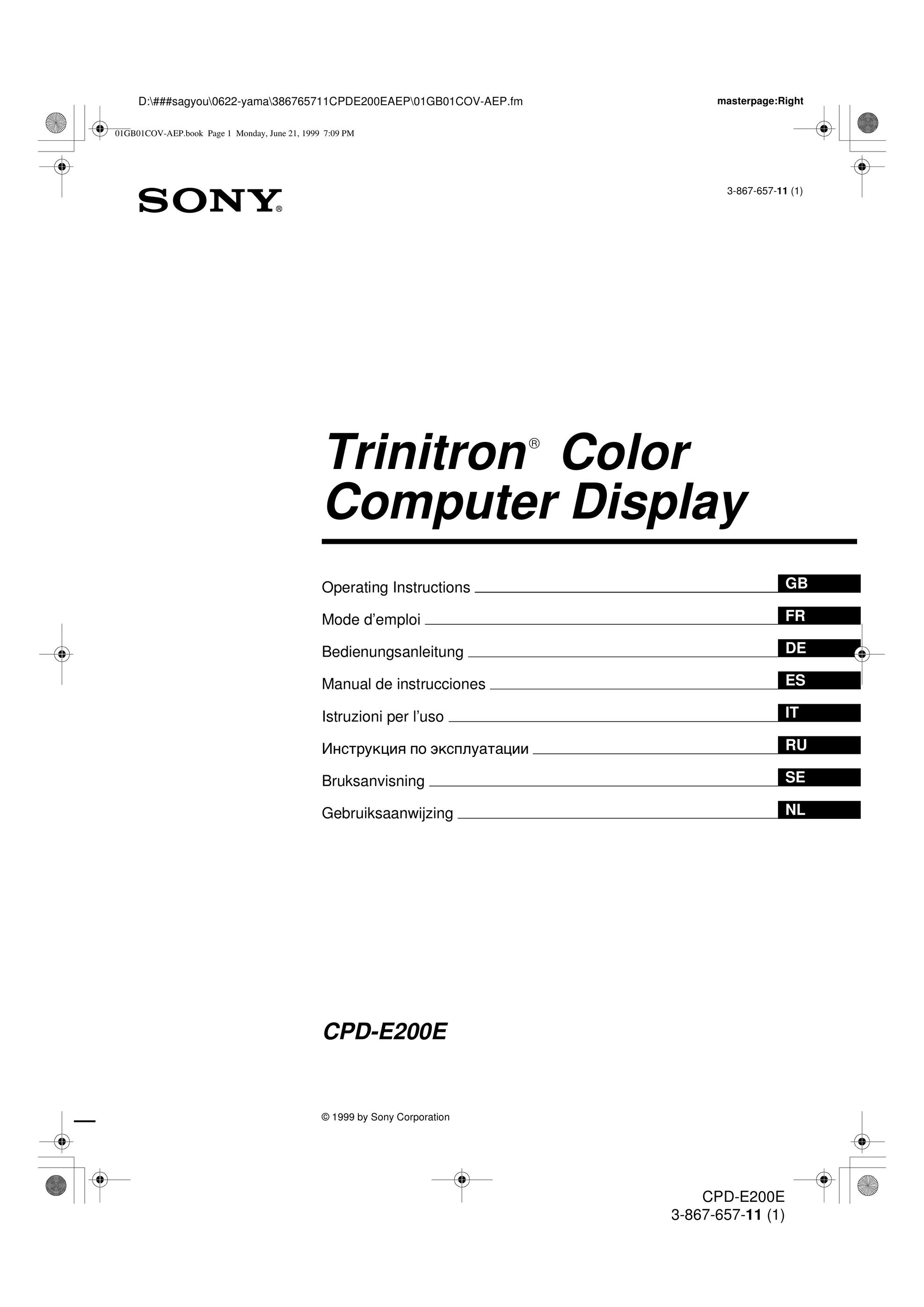 Sony CPD-E200E Computer Monitor User Manual
