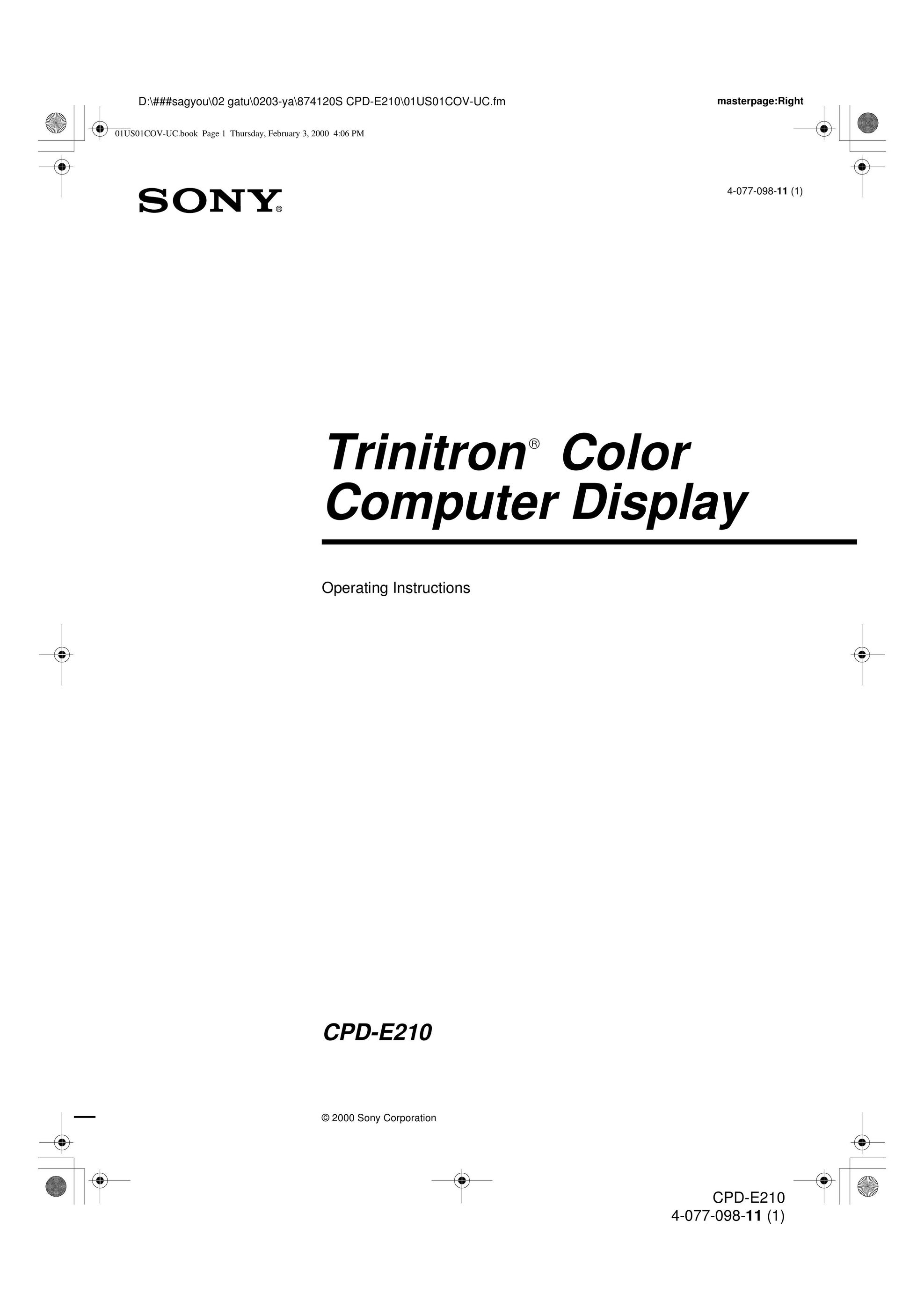 Sony CPD-E210 Computer Monitor User Manual