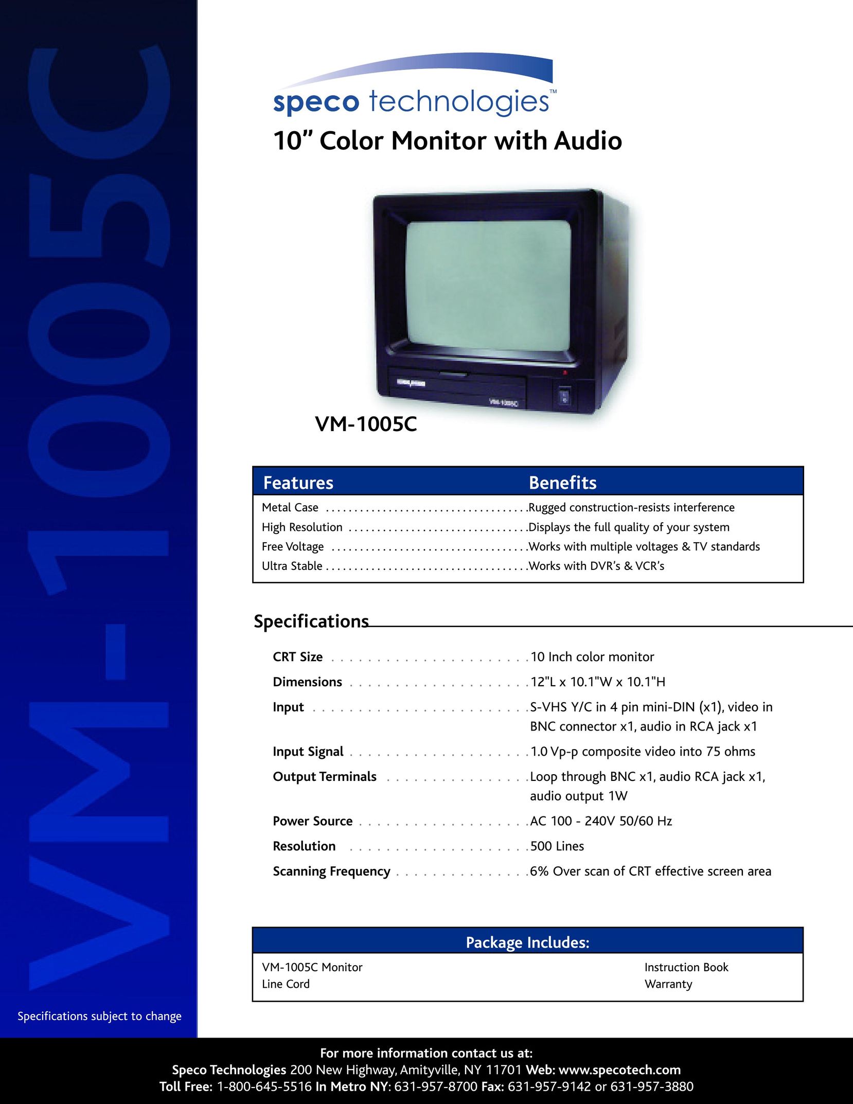 Speco Technologies VM-1005C Computer Monitor User Manual