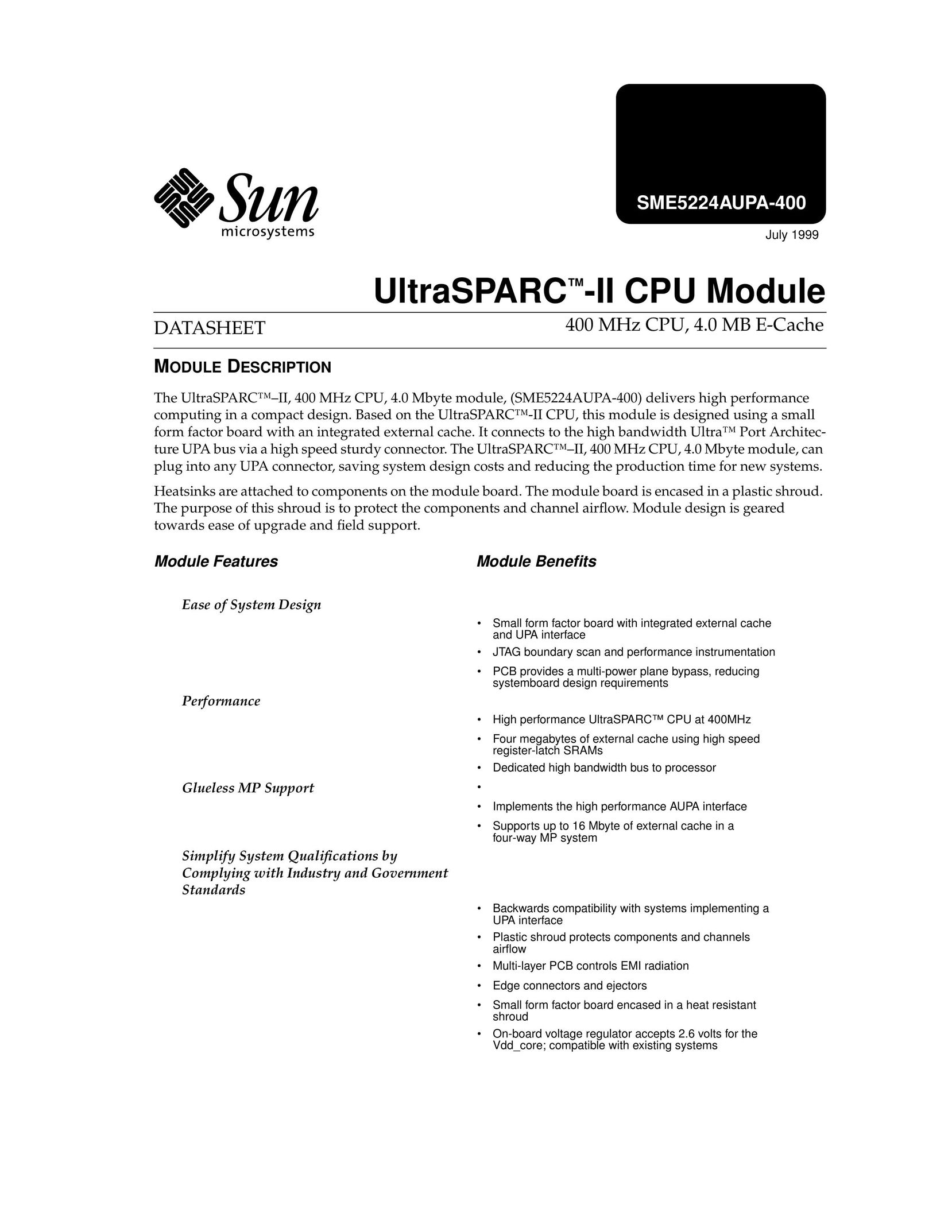 Sun Microsystems SME5224AUPA-400 Computer Monitor User Manual