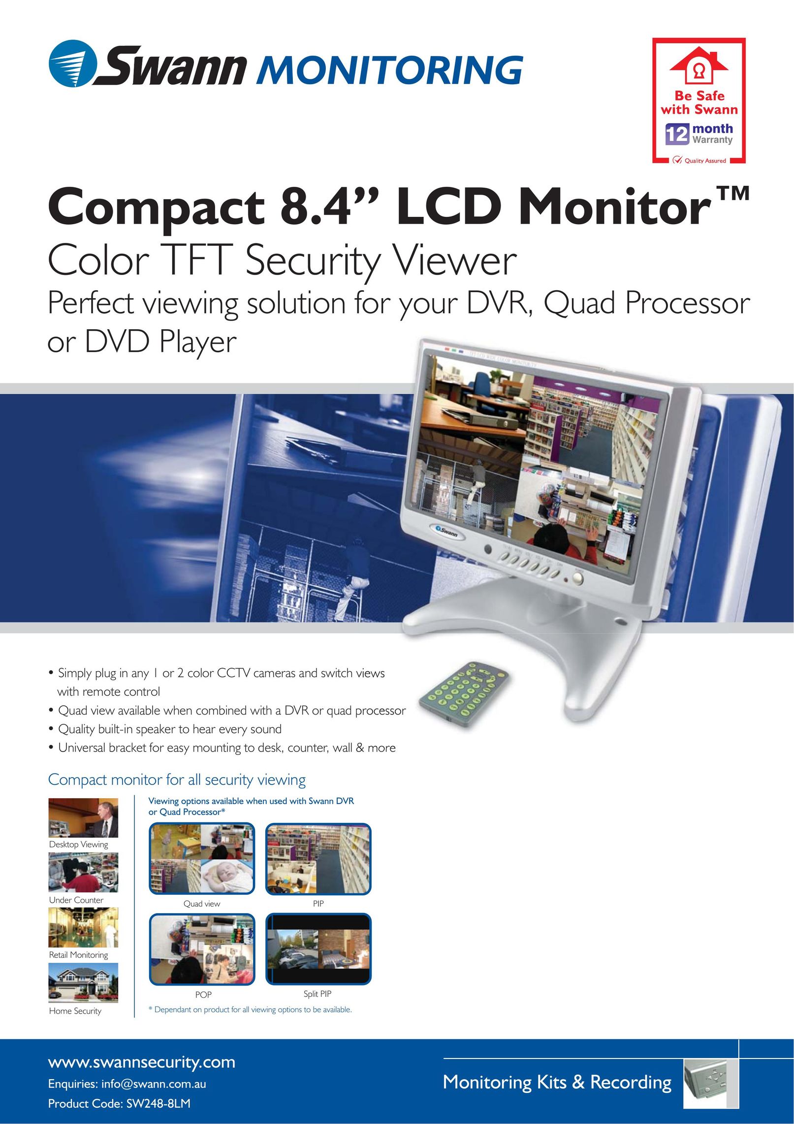 Swann SW248-8LM Computer Monitor User Manual