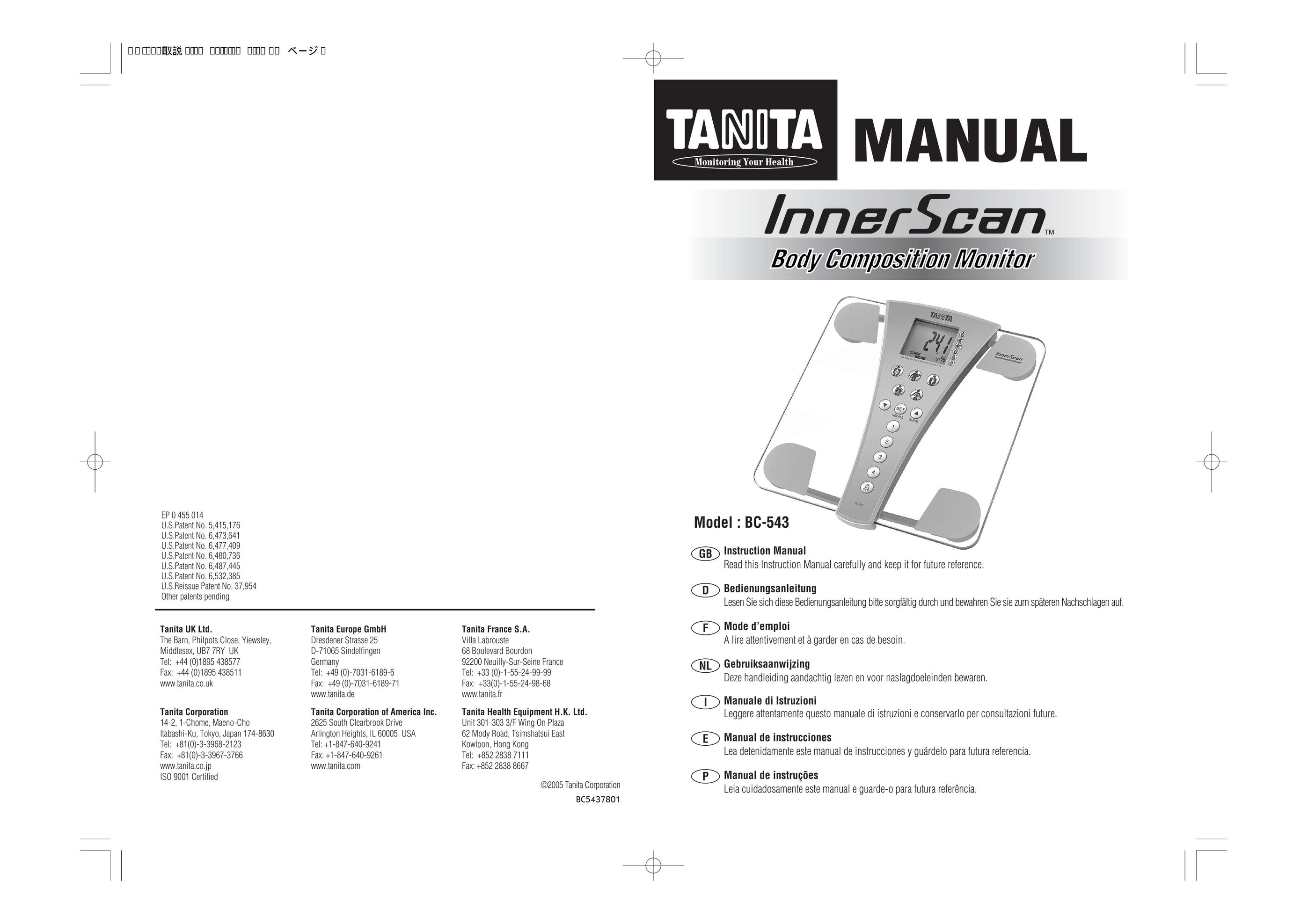 Tanita BC-543 Computer Monitor User Manual