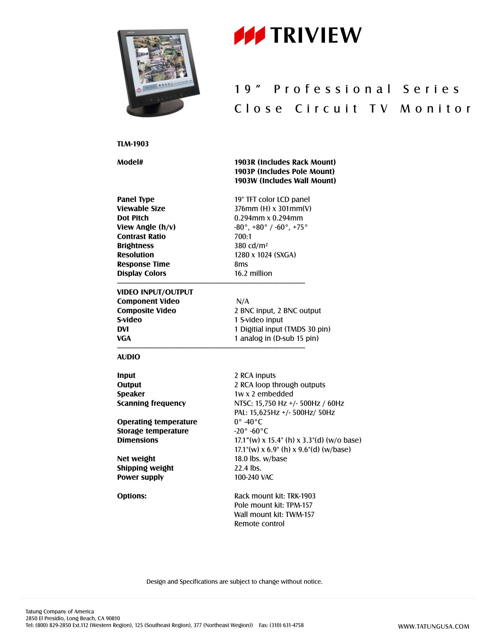 Tatung TLM-1903 Computer Monitor User Manual