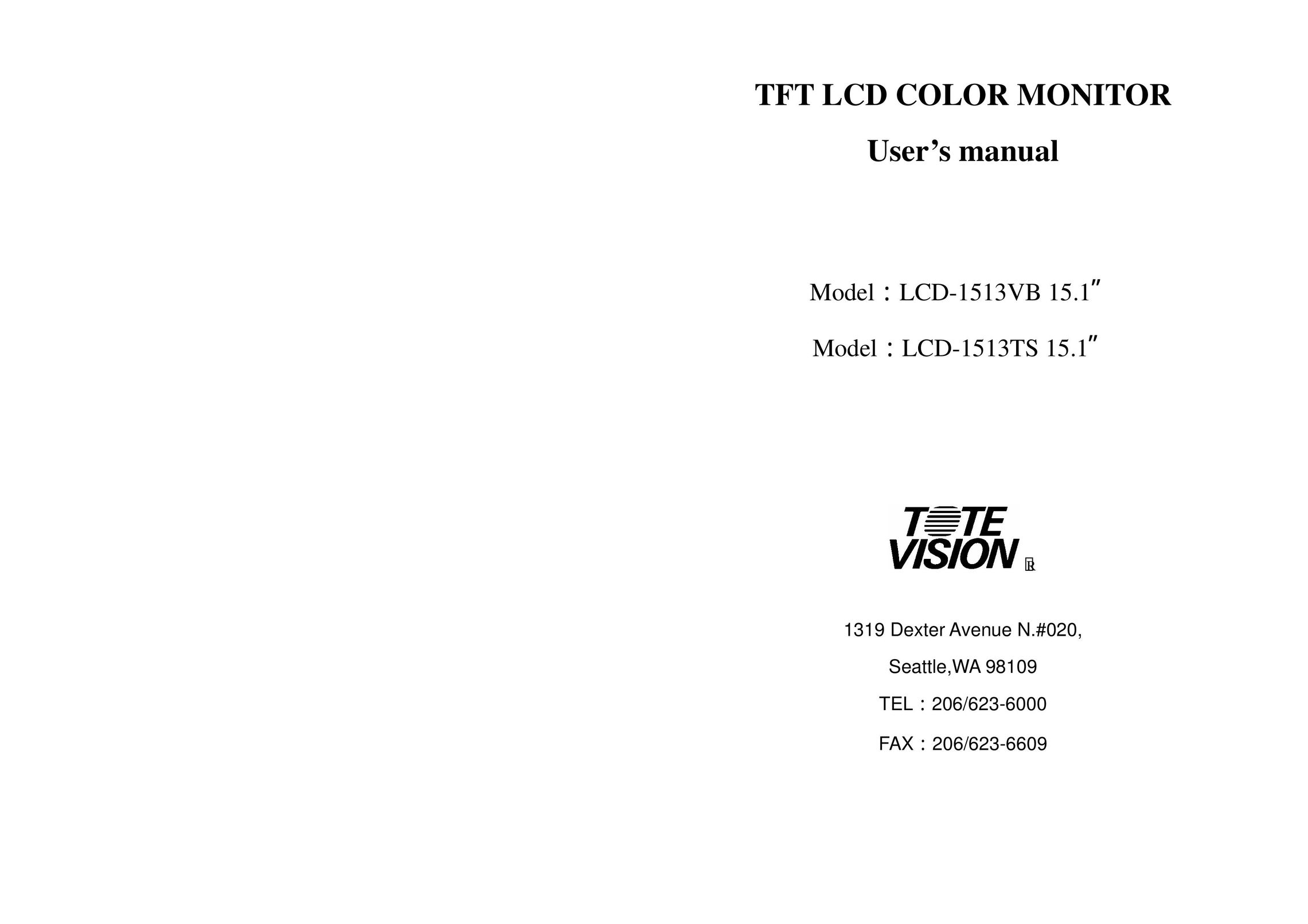 Tote Vision 1513TS Computer Monitor User Manual