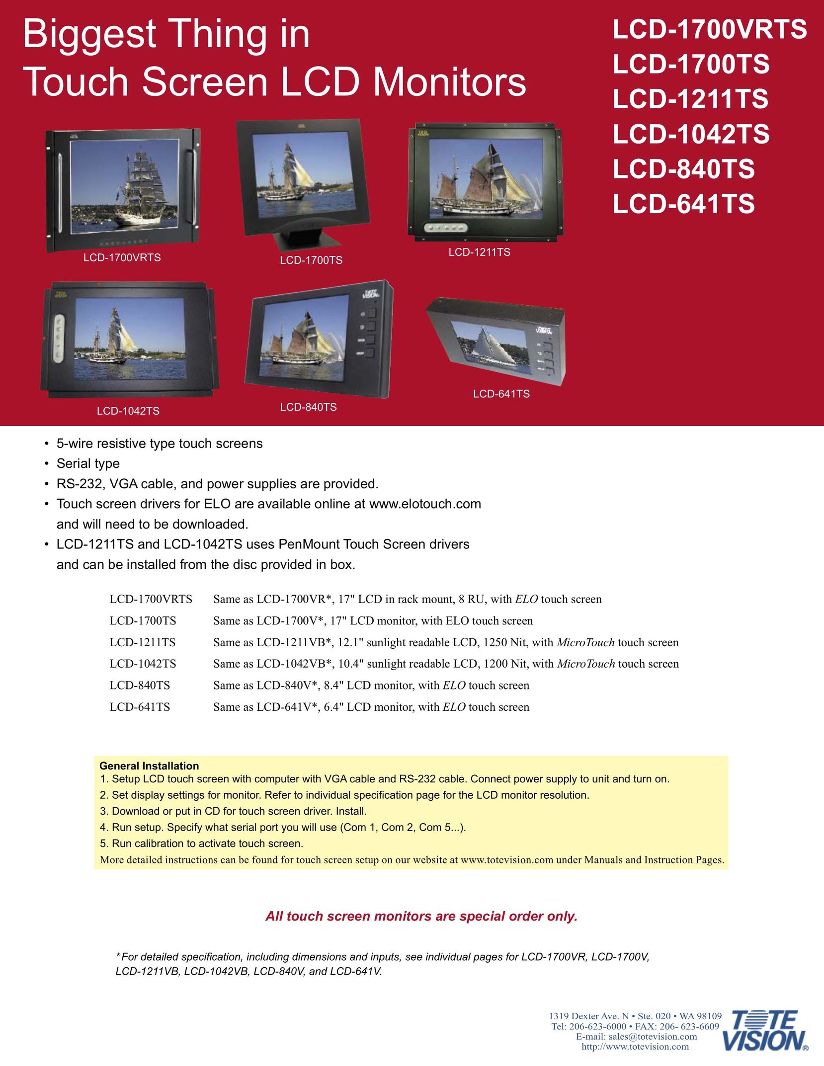 Tote Vision LCD-1042TS Computer Monitor User Manual