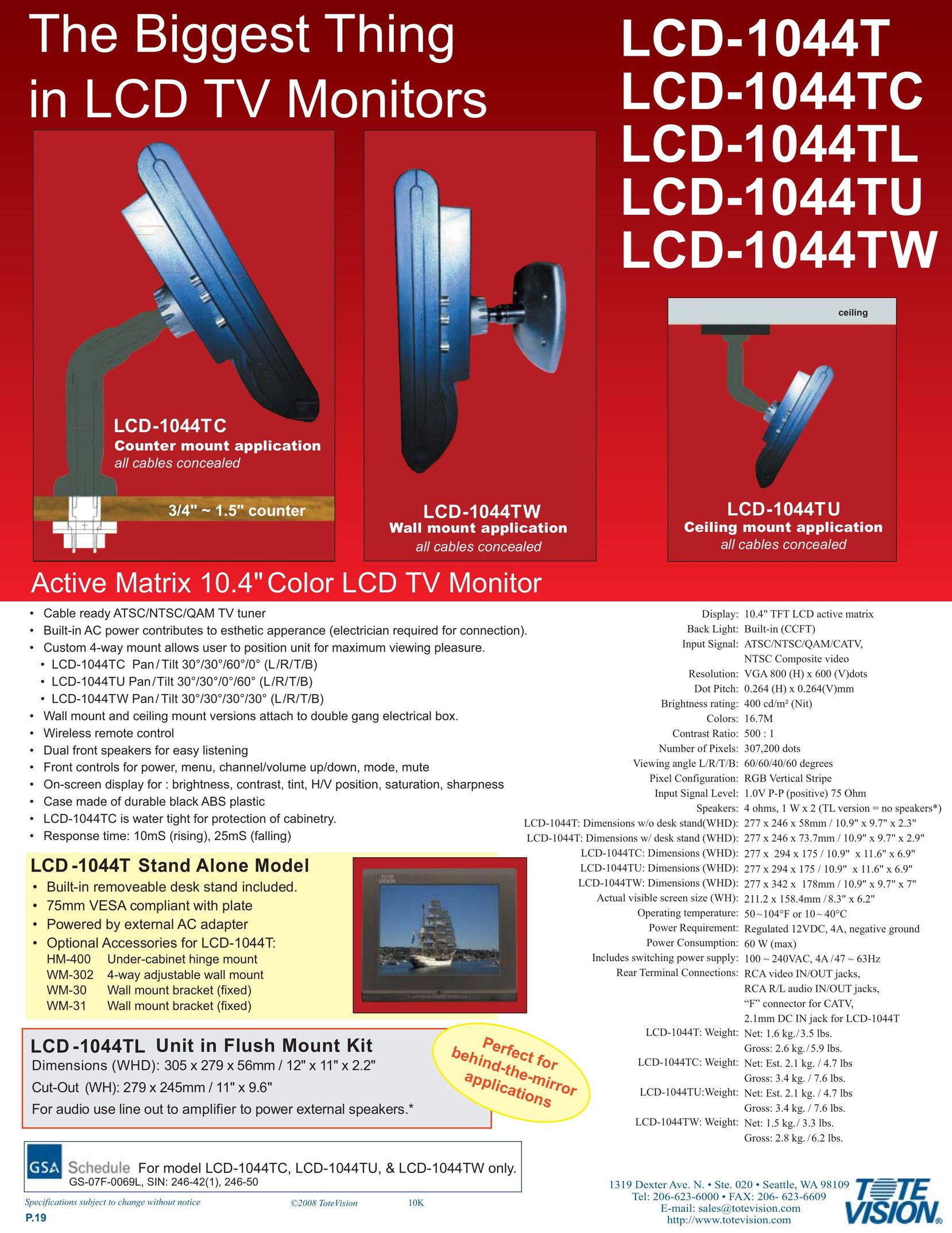 Tote Vision LCD-1044TL Computer Monitor User Manual