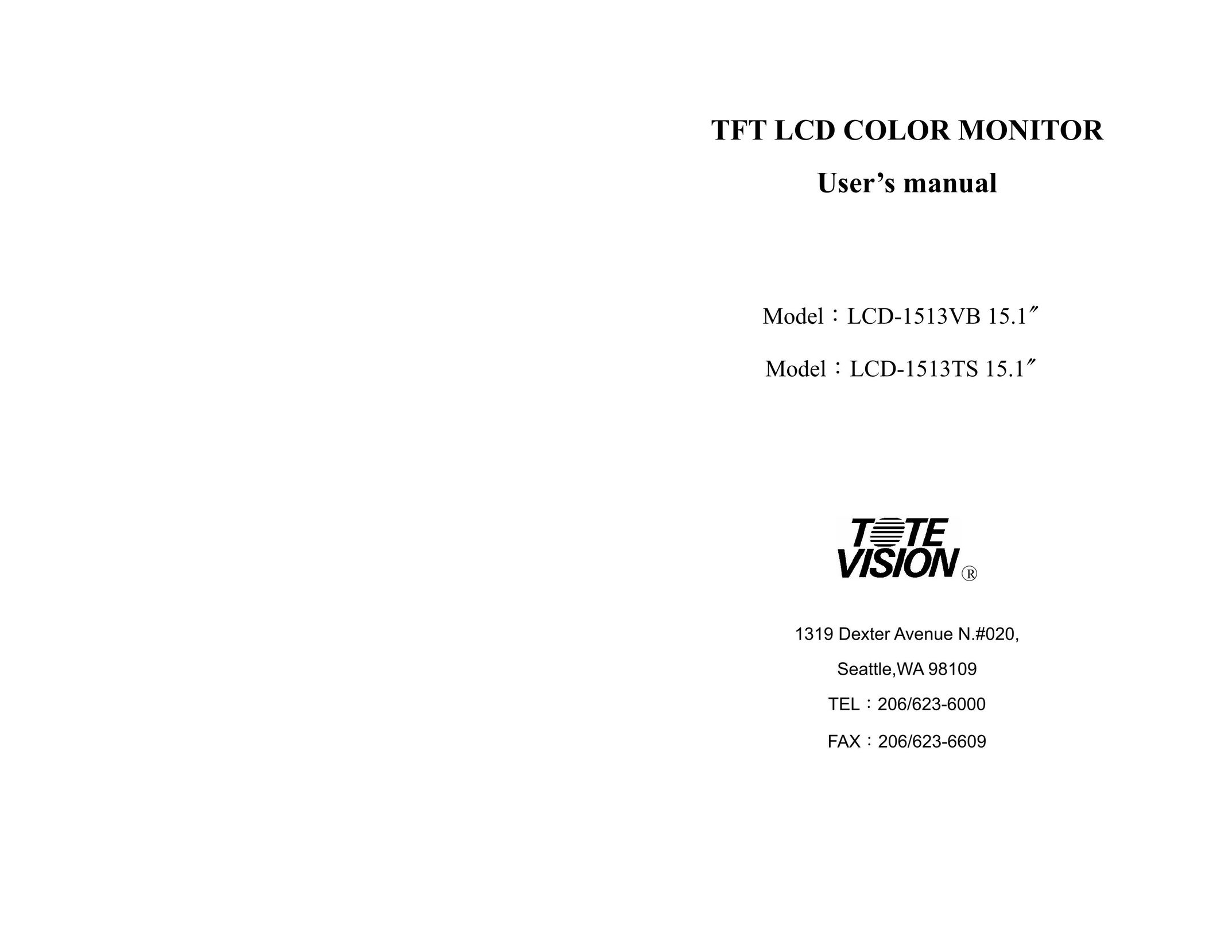 Tote Vision LCD-1513TS 15.1 Computer Monitor User Manual