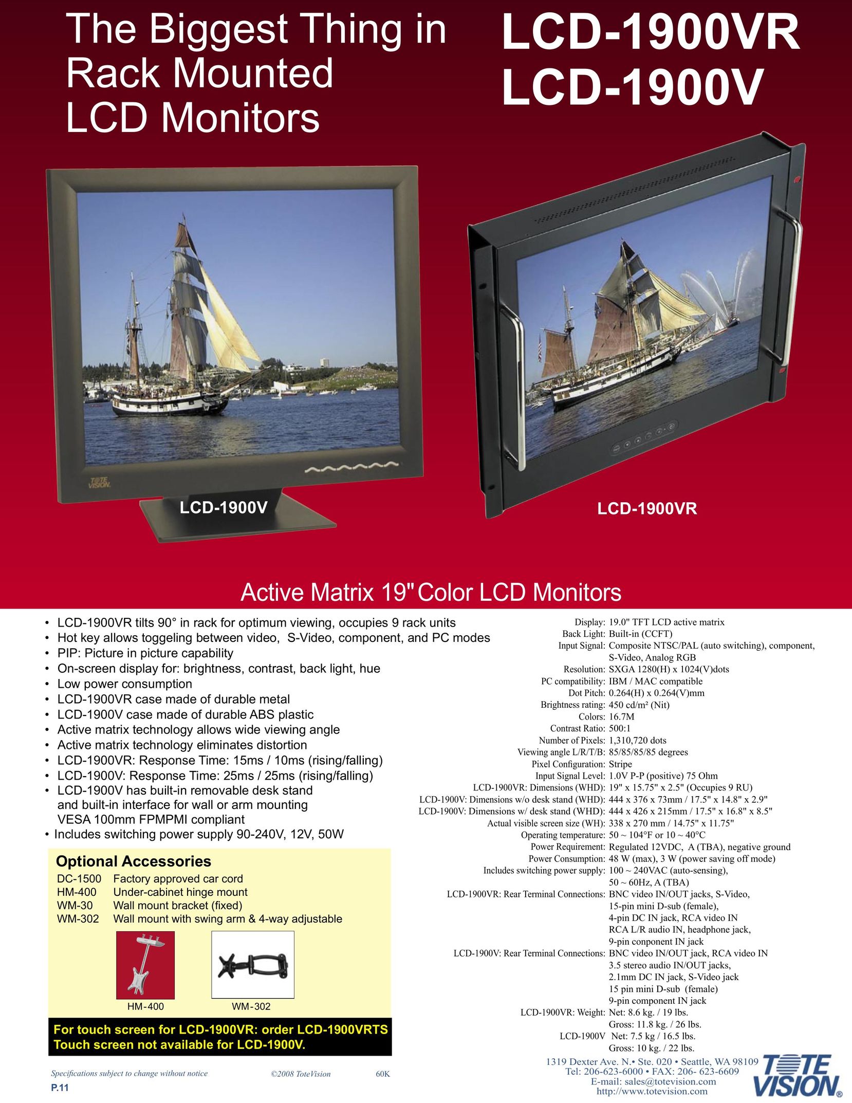 Tote Vision LCD-1900V Computer Monitor User Manual
