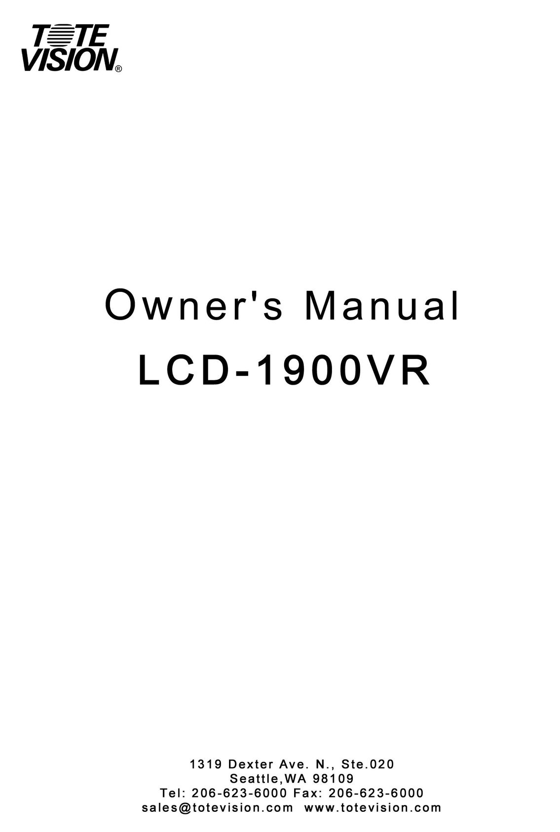 Tote Vision LCD-1900VR Computer Monitor User Manual