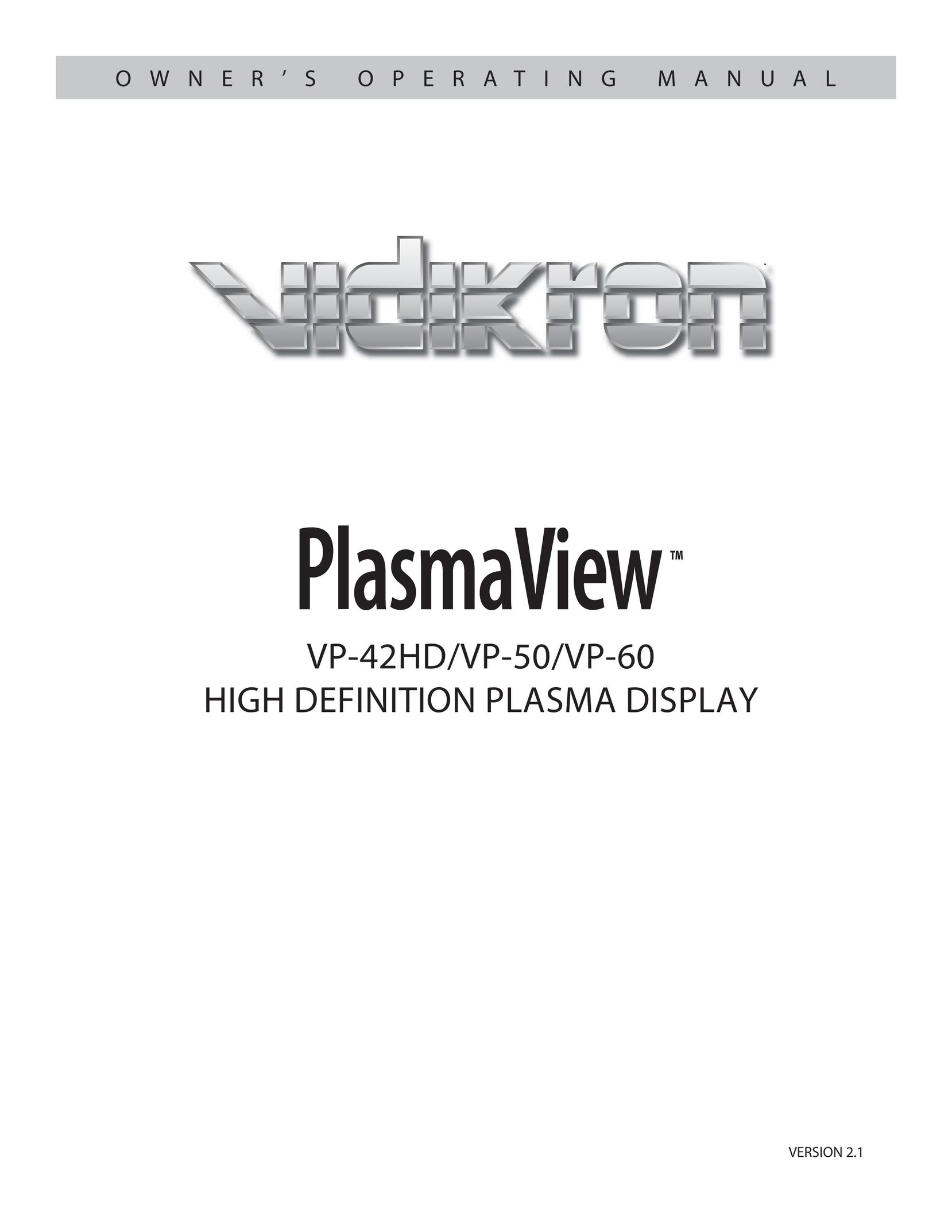 Vidikron VP-42HD Computer Monitor User Manual