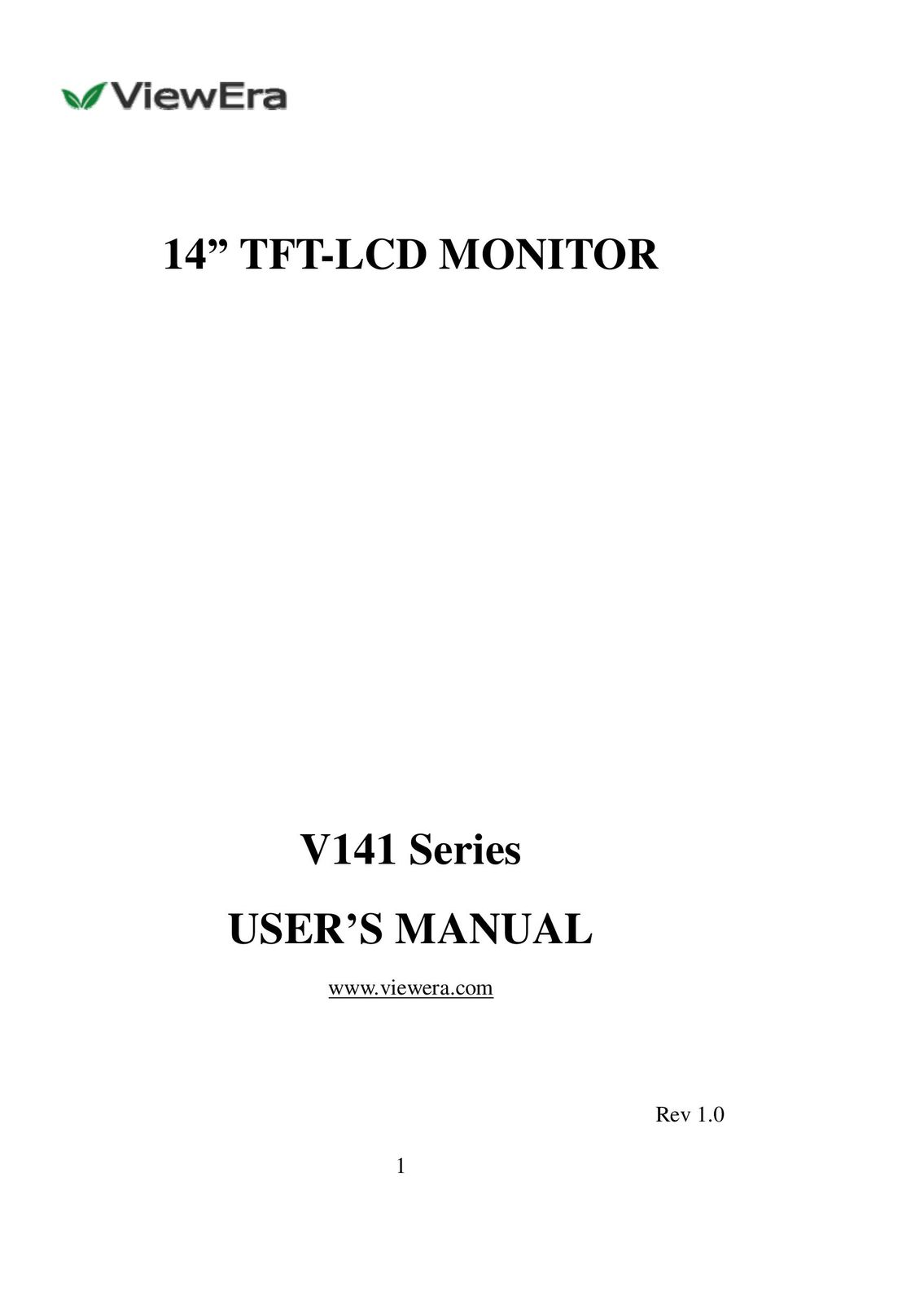 ViewEra V141 Computer Monitor User Manual