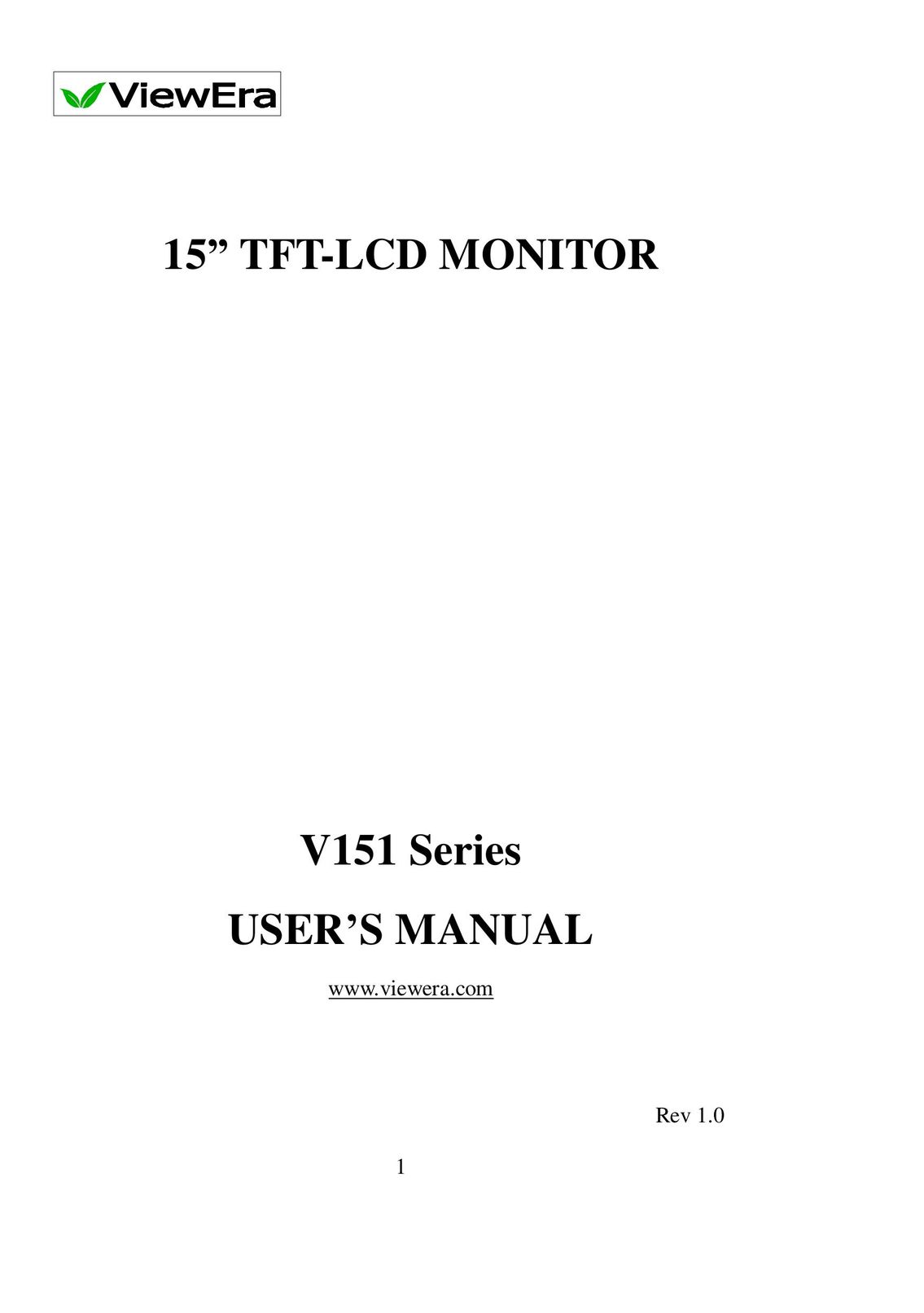 ViewEra V151 Computer Monitor User Manual