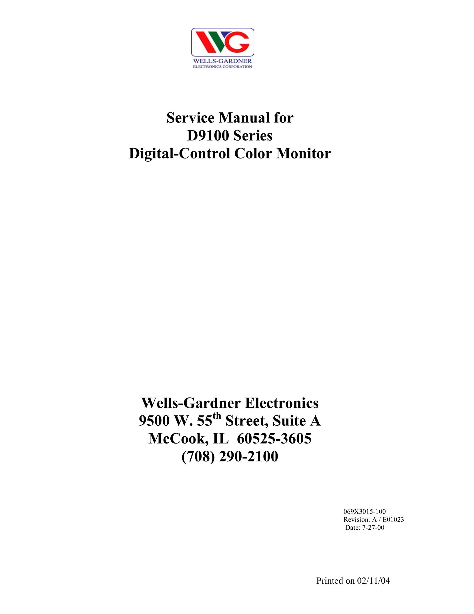 Wells-Gardner D9100 Computer Monitor User Manual