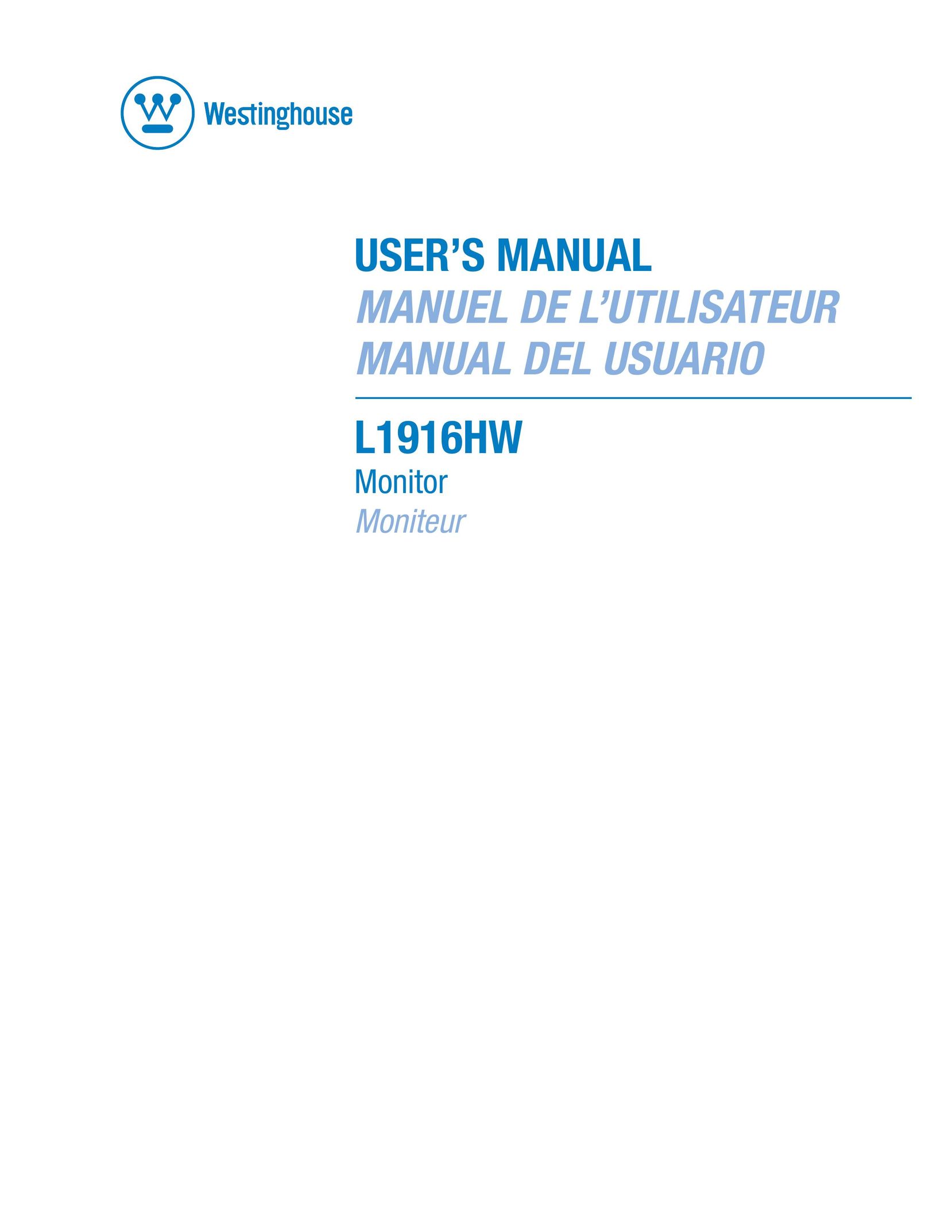 Westinghouse L1916HW Computer Monitor User Manual