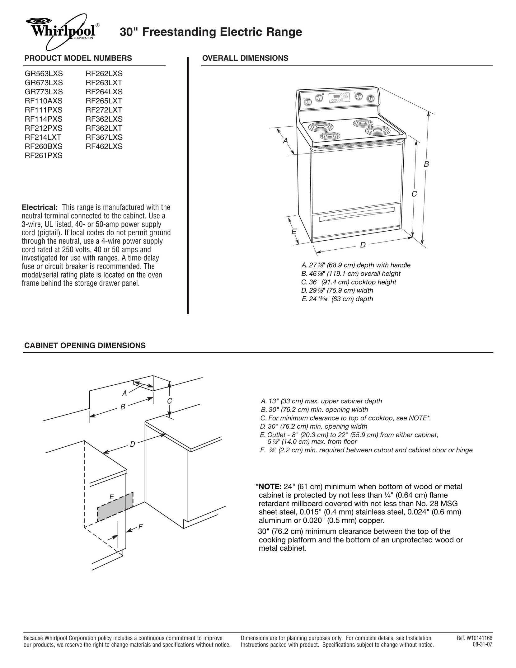 Whirlpool GR563LXS Computer Monitor User Manual