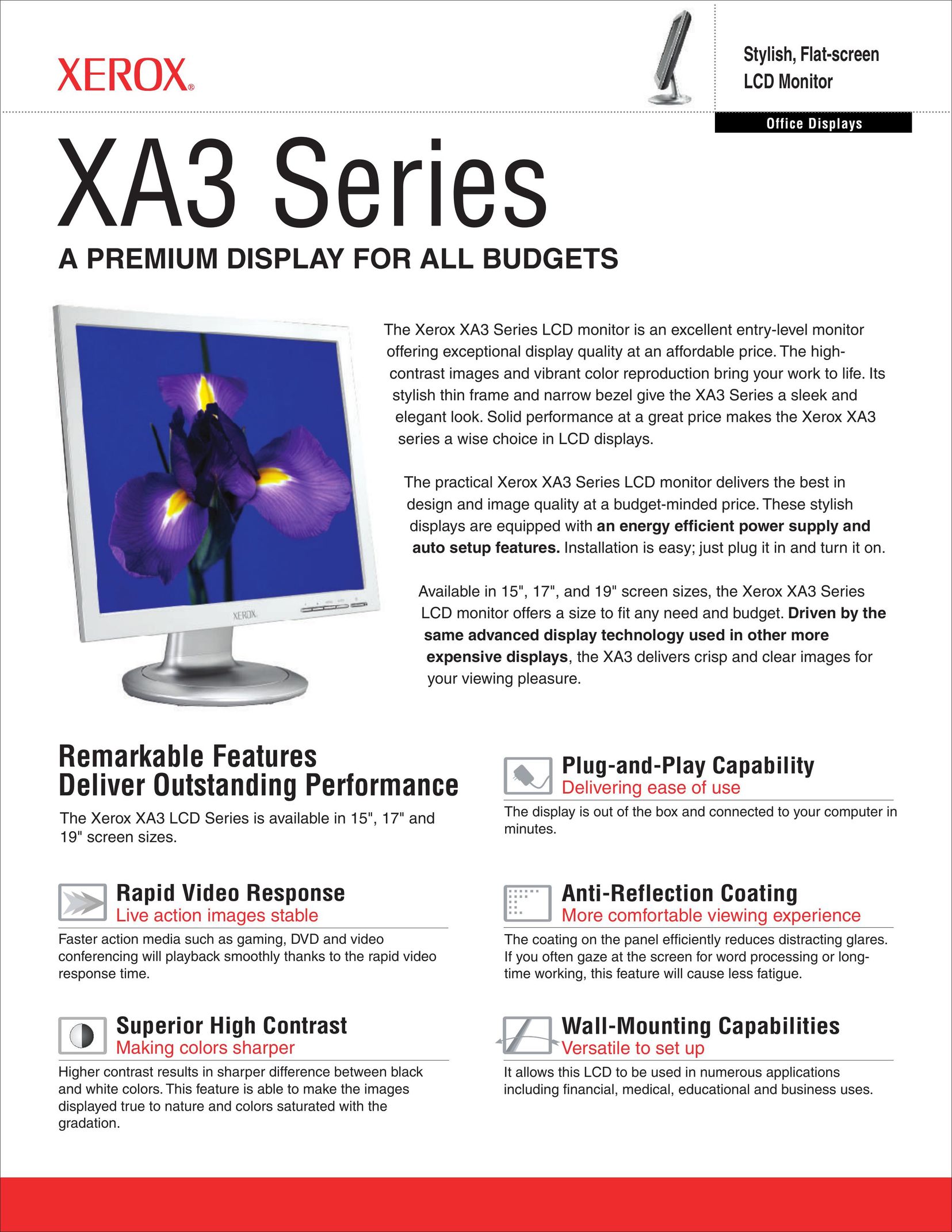 Xerox XA3 Series Computer Monitor User Manual