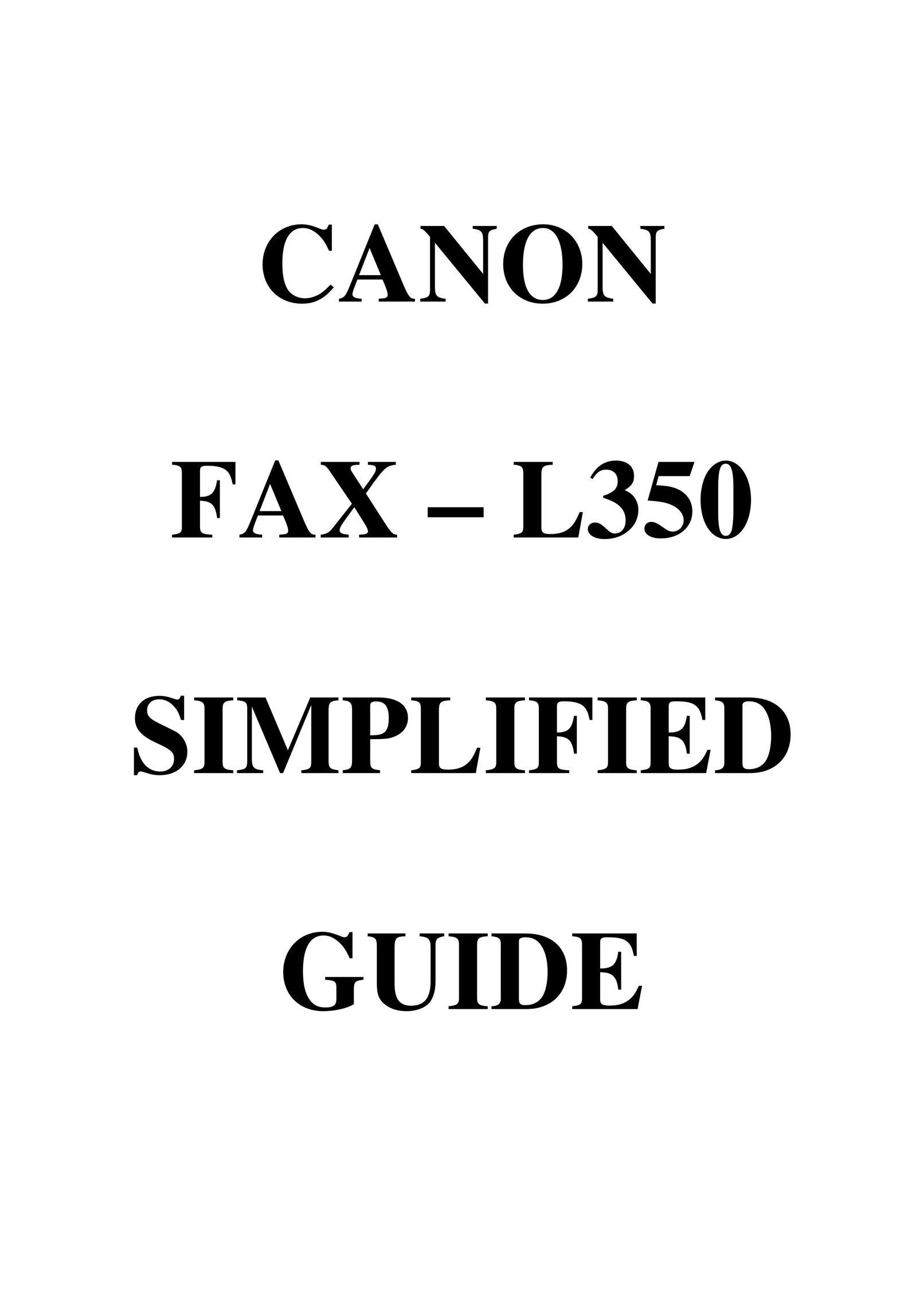 Cannon L350 Copier User Manual