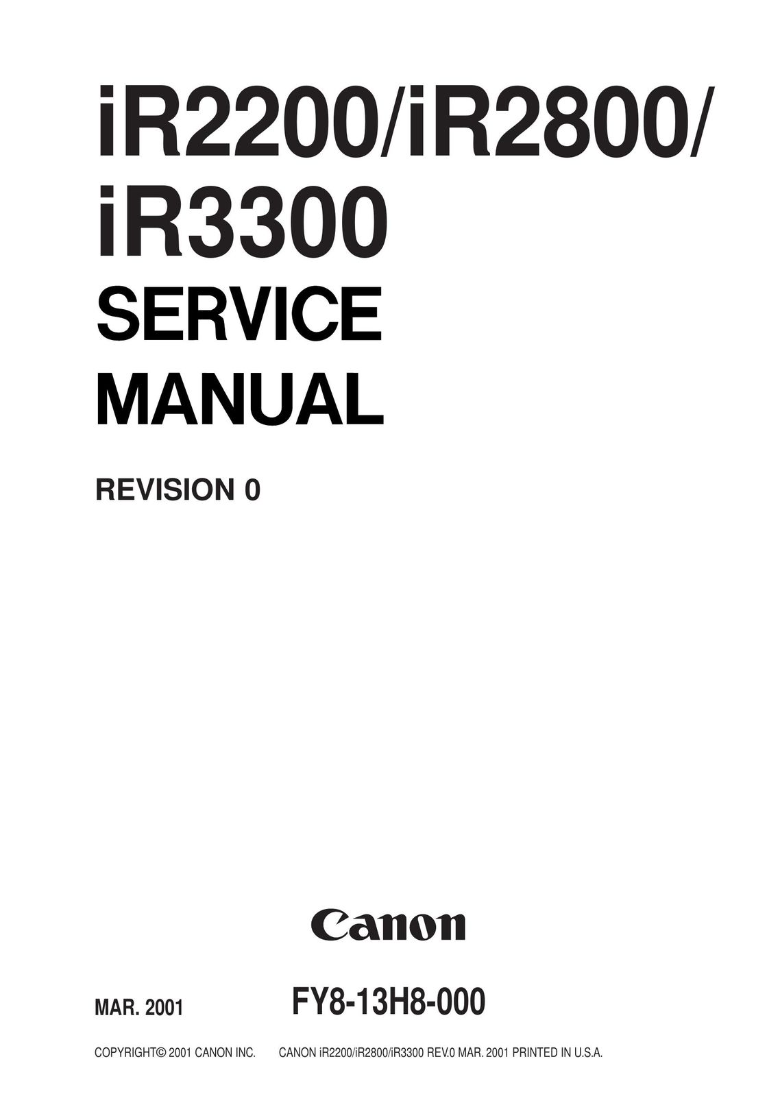 Canon IR3300 Copier User Manual