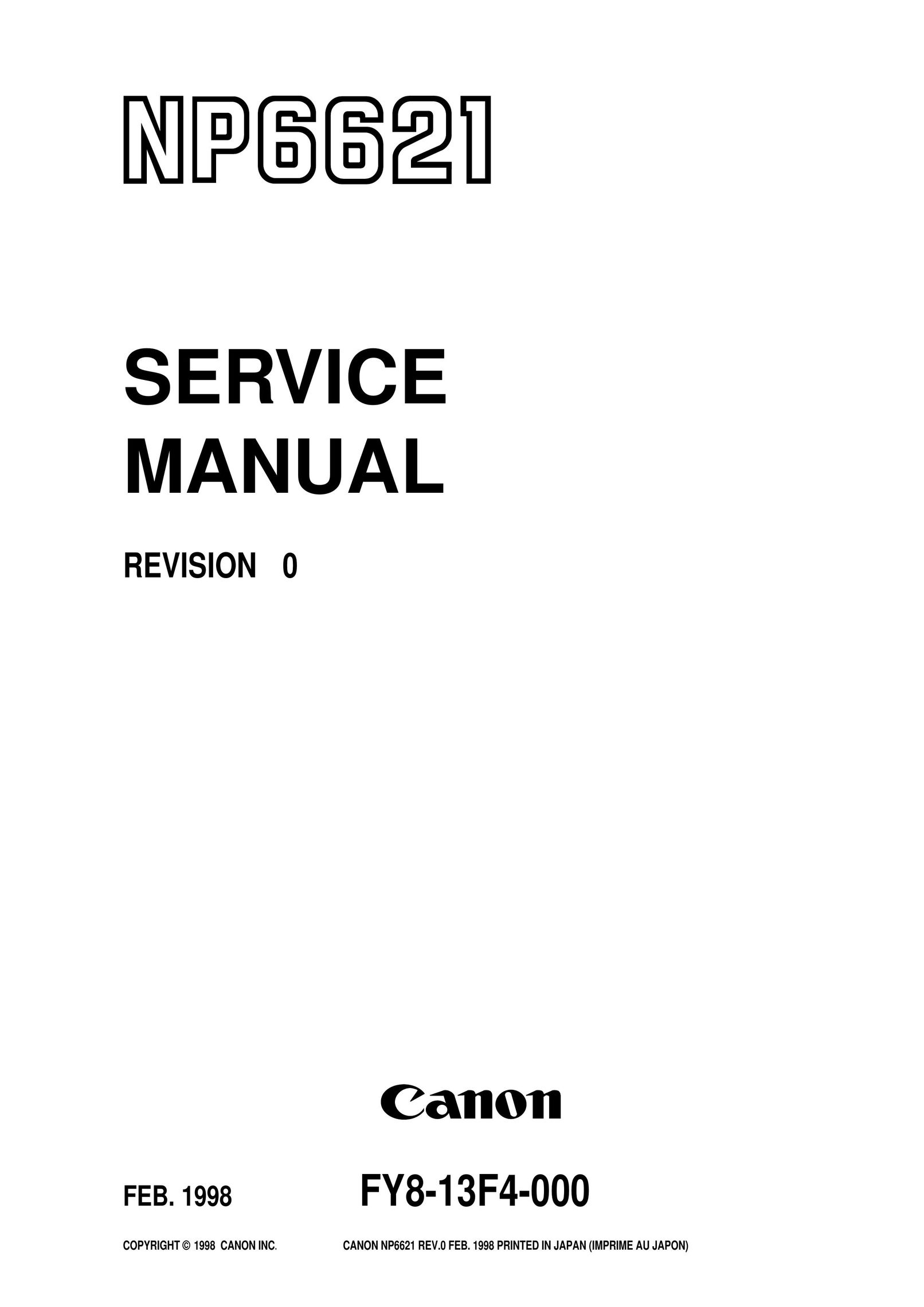 Canon NP6621 Copier User Manual