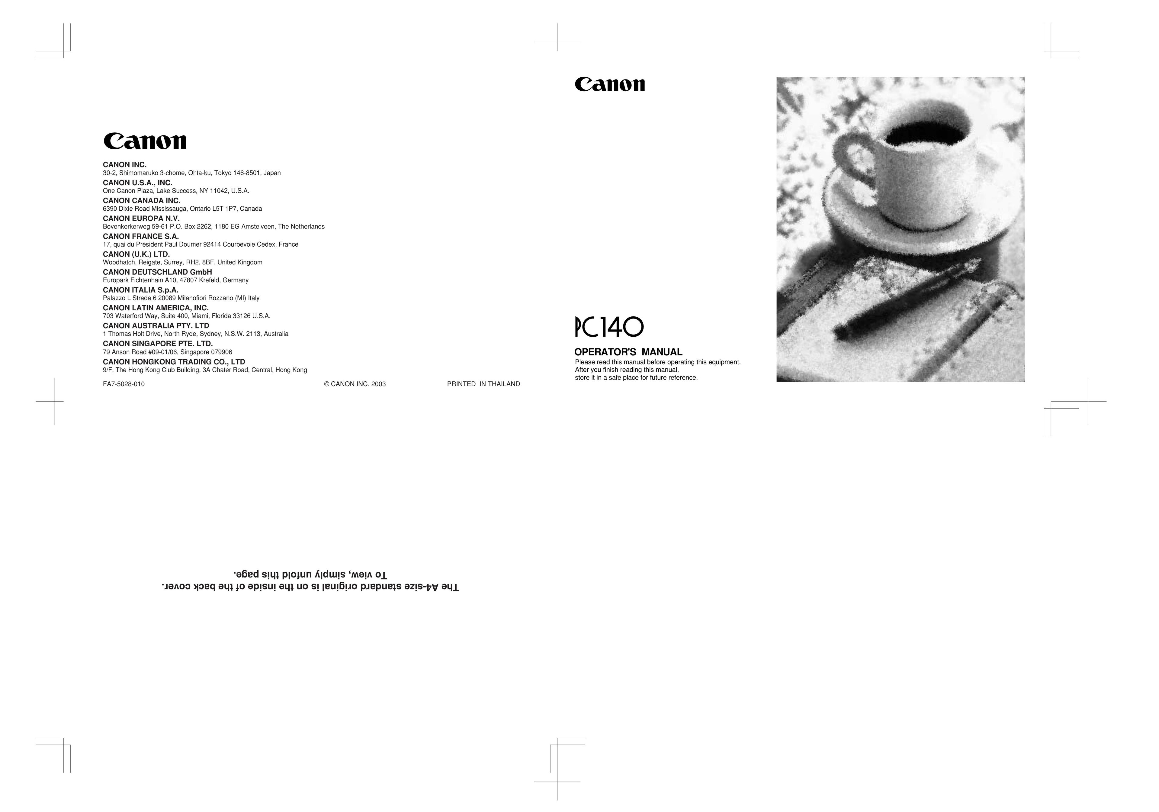 Canon PC 140 Copier User Manual