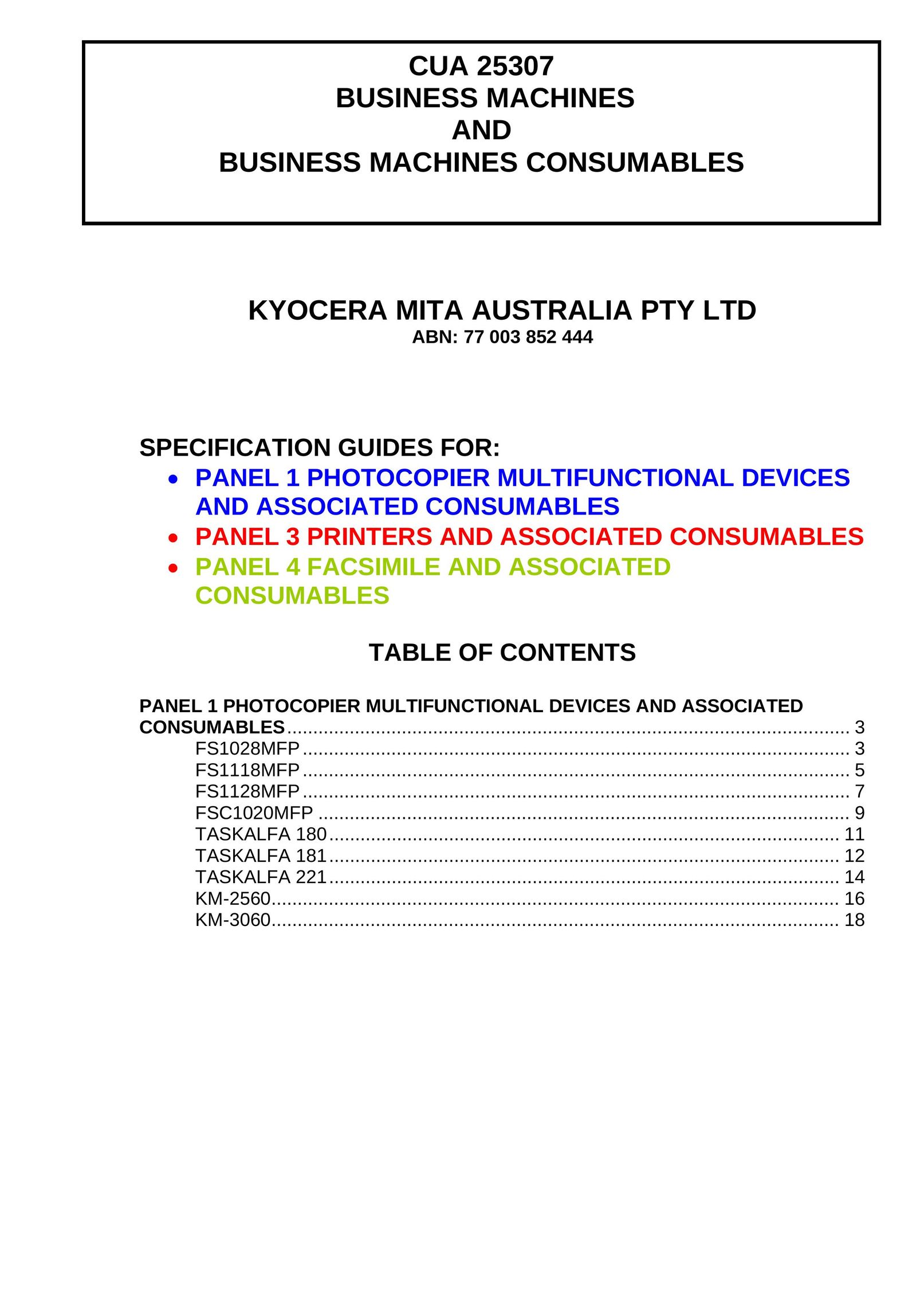 Kyocera CUA 25307 Copier User Manual