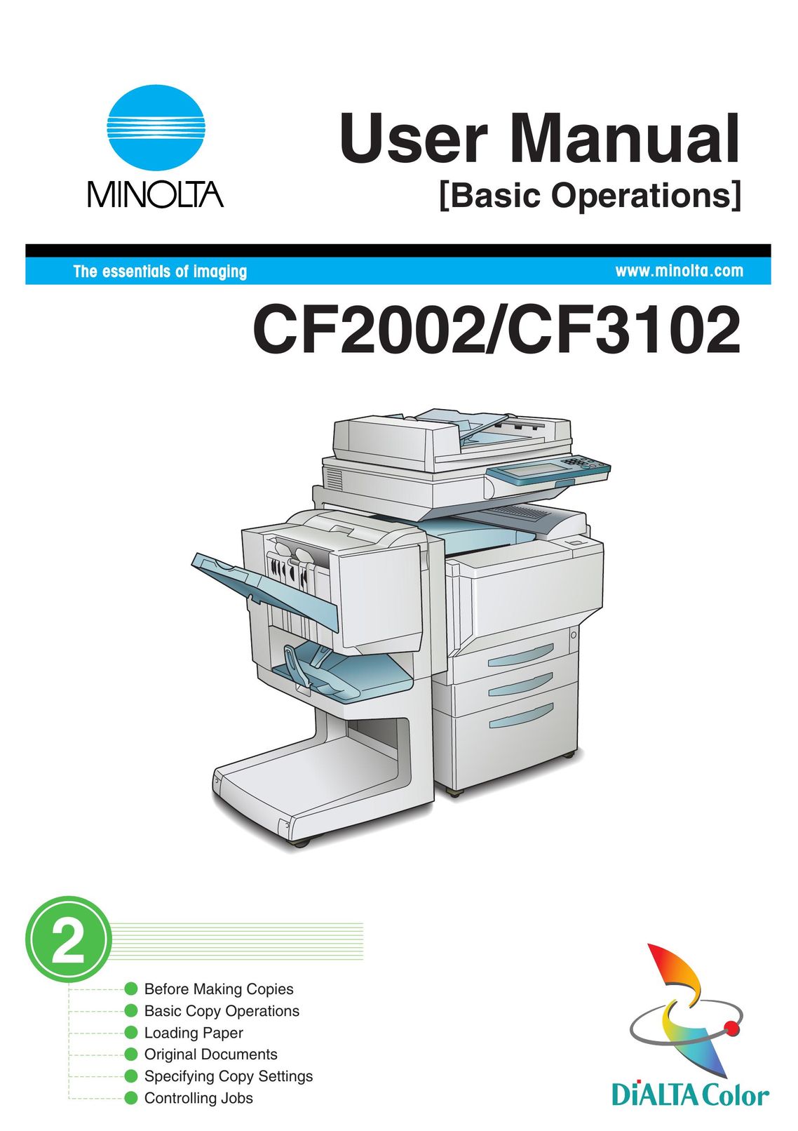 Minolta CF2002 Copier User Manual