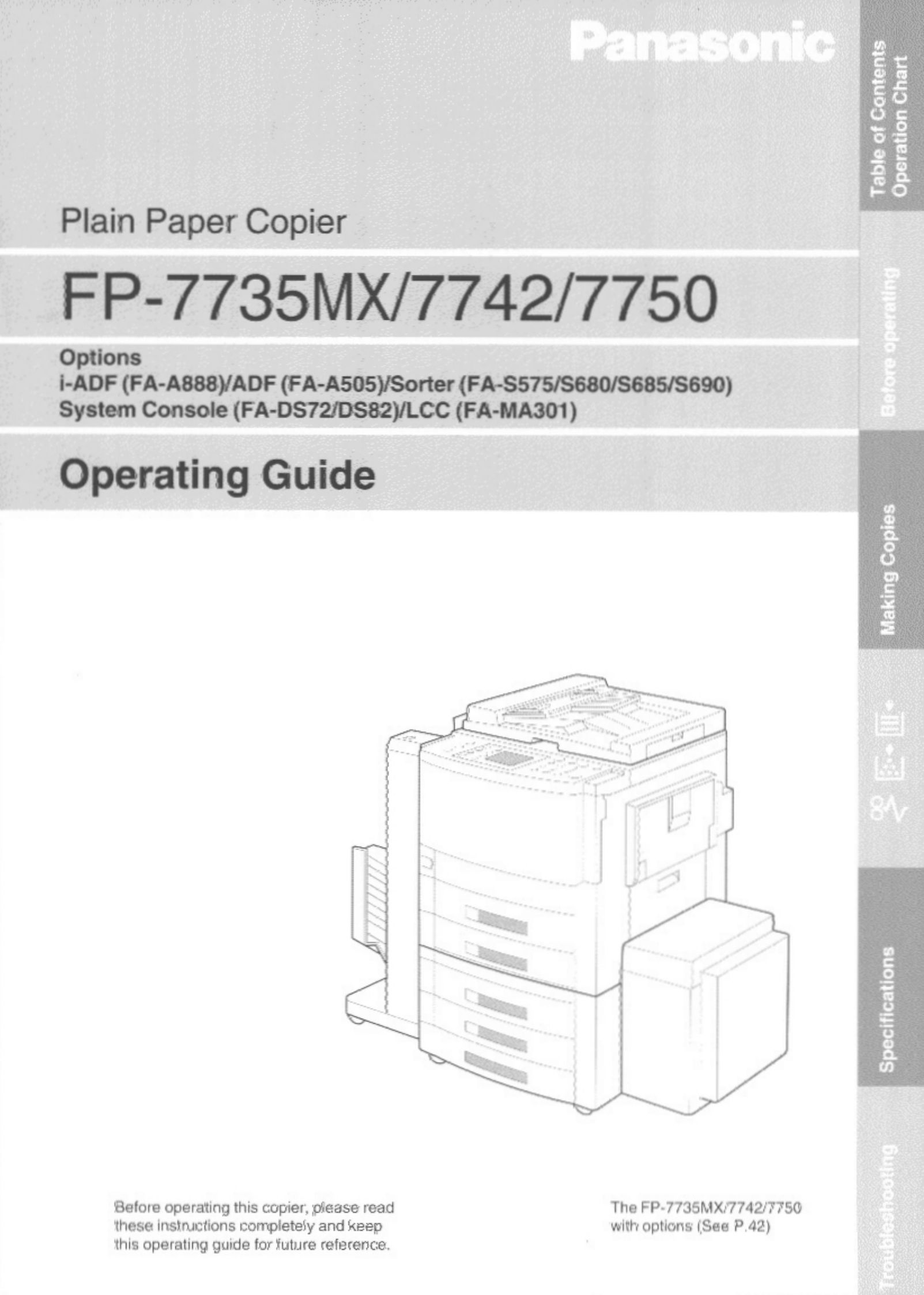 Panasonic FP-7735MX Copier User Manual