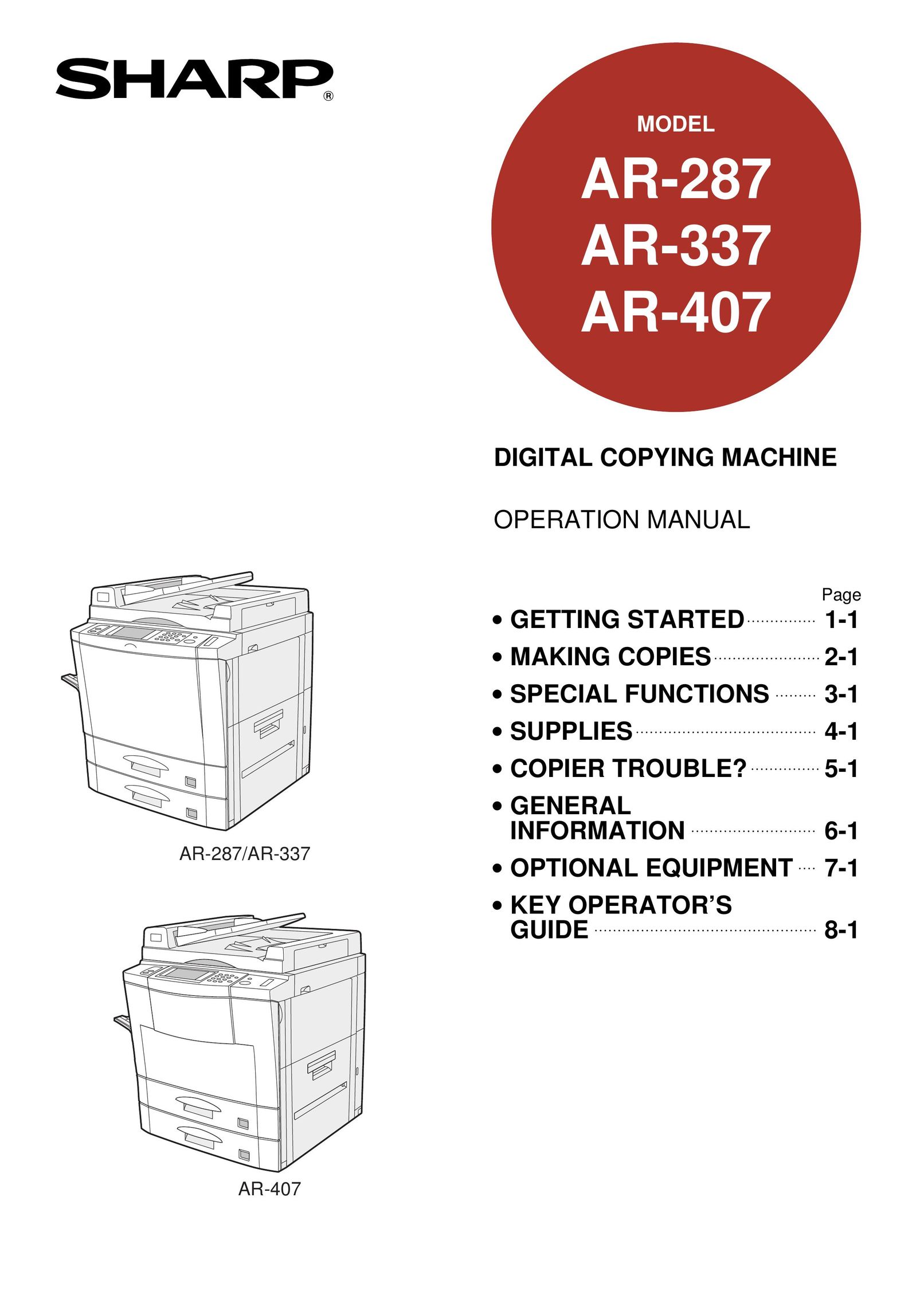 Sharp AR-407 Copier User Manual