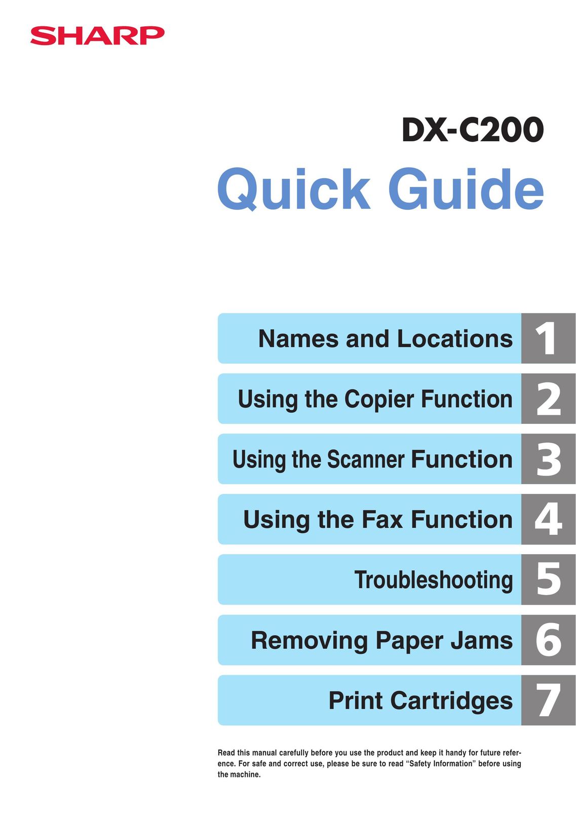 Sharp DX-C200 Copier User Manual