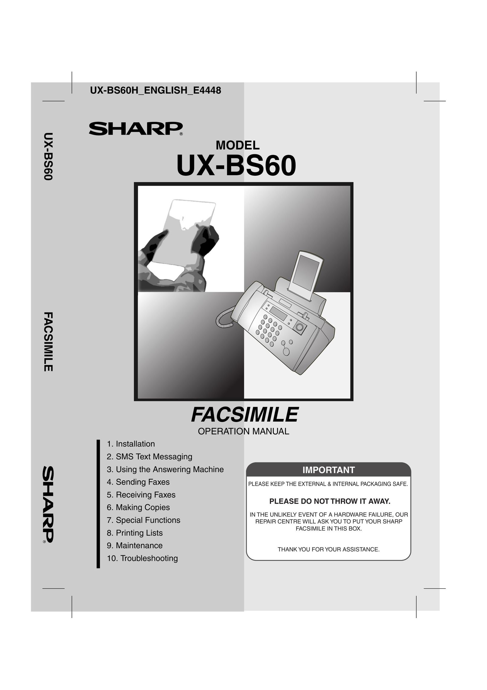 Sharp UX-BS60 Copier User Manual